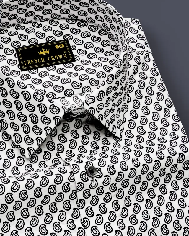 Jade Black Paisley Printed Premium Cotton Shirt sold by French Crown