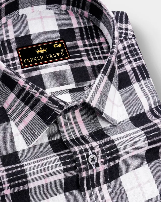 Jade Black and White Plaid Twill Premium Cotton Shirt sold by French Crown