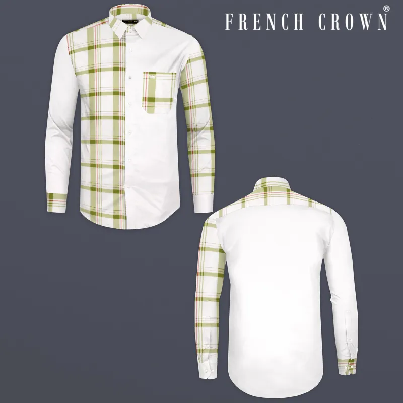 Half White Half Checkered Super Soft Premium Cotton Designer Shirt sold by French Crown