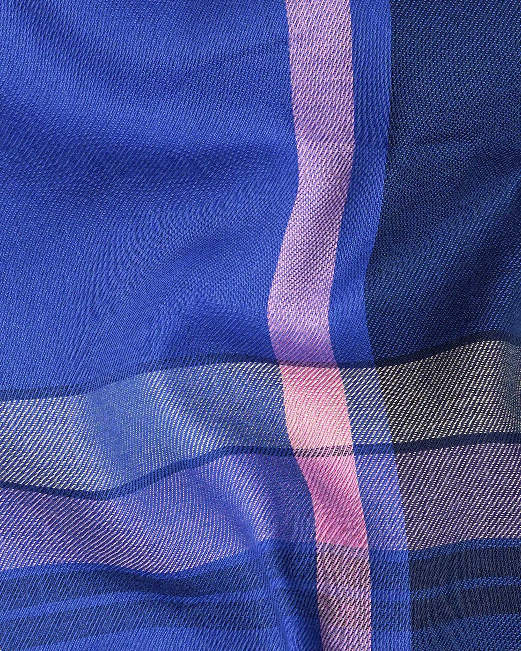 Governor Bay Blue and Cloud Burst Blue Plaid Twill Premium Cotton Shirt sold by French Crown product image thumbnail 2