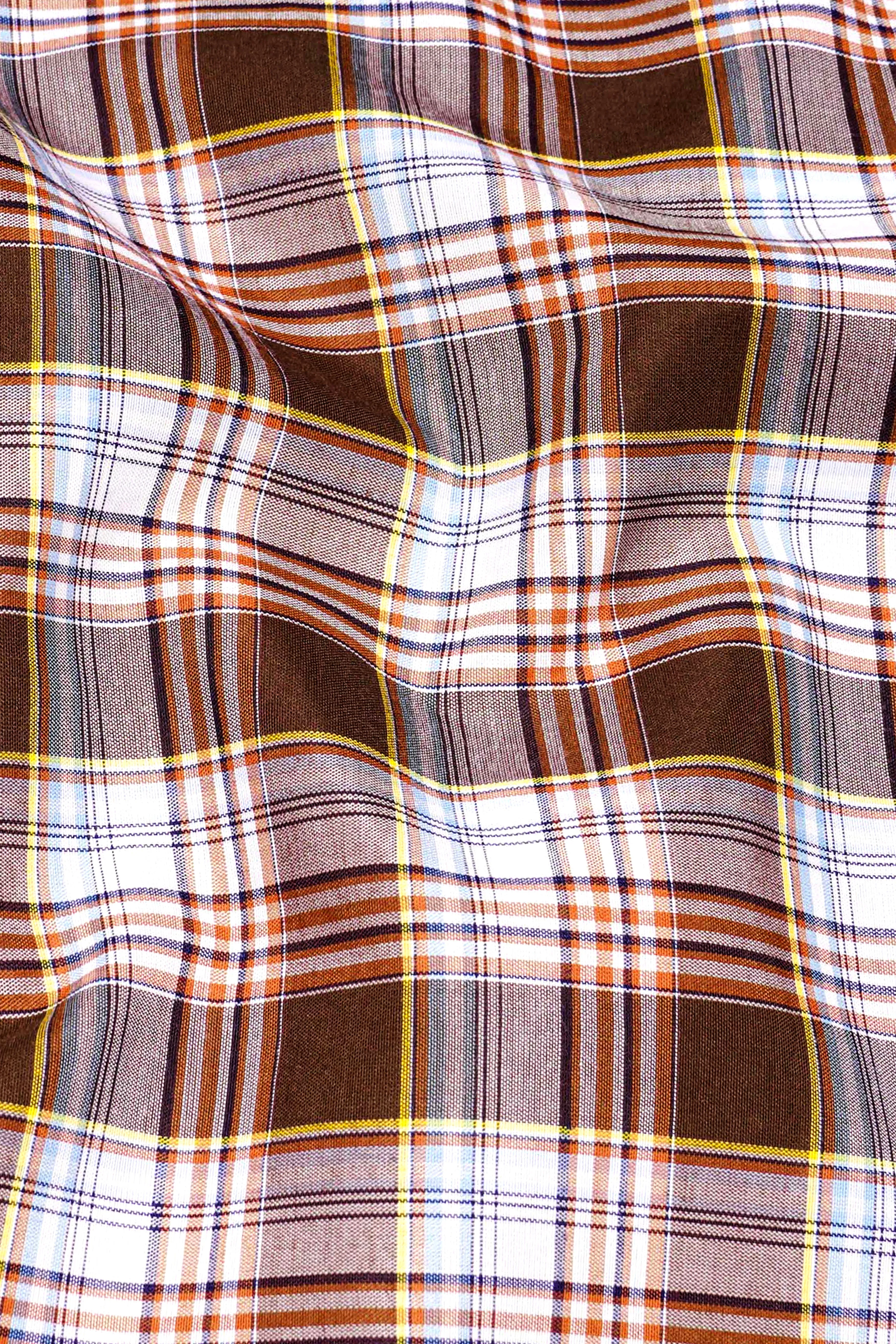 Ferra Brown and White Checkered Premium Cotton Shirt sold by French Crown product image thumbnail 2