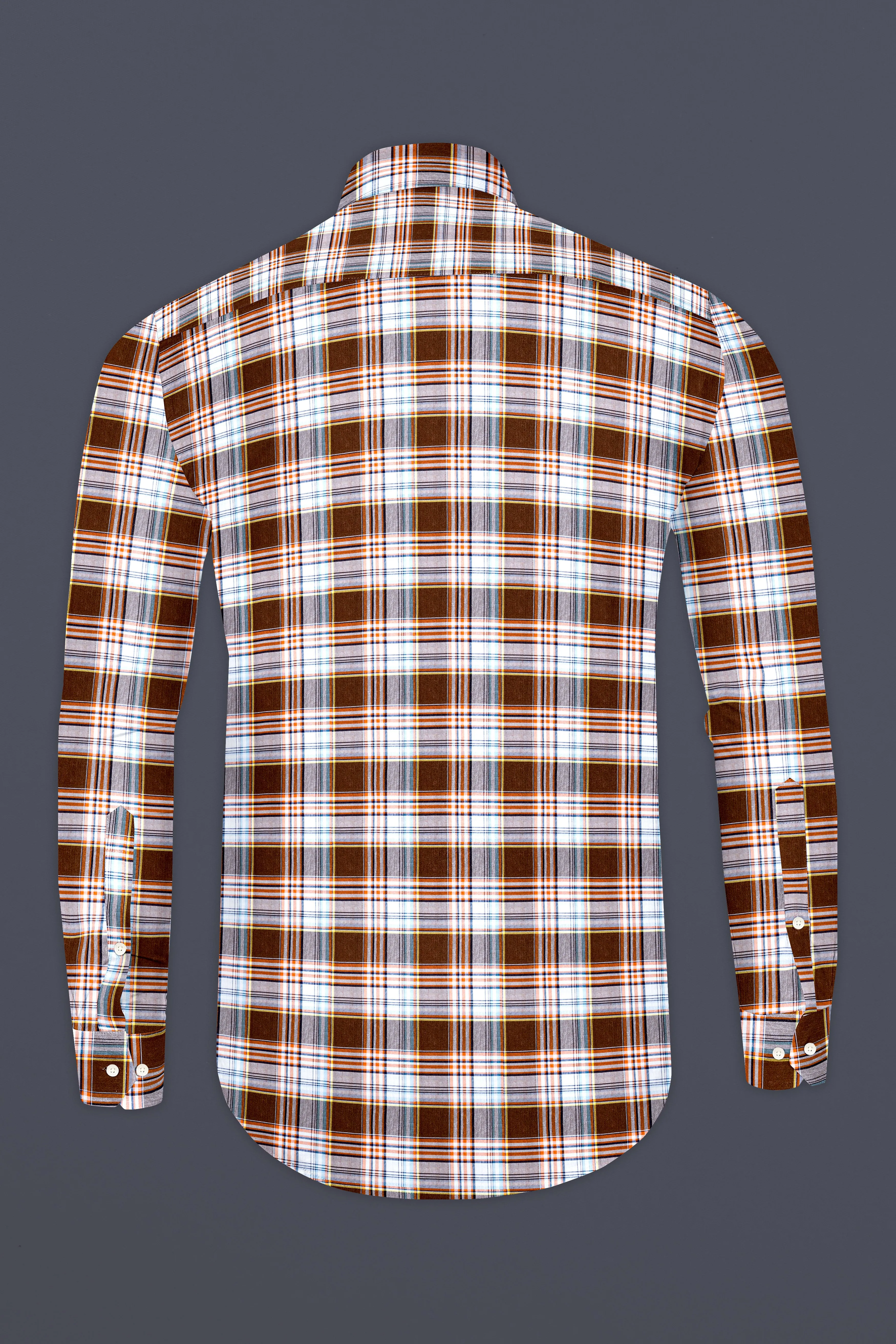 Ferra Brown and White Checkered Premium Cotton Shirt sold by French Crown product image thumbnail 5