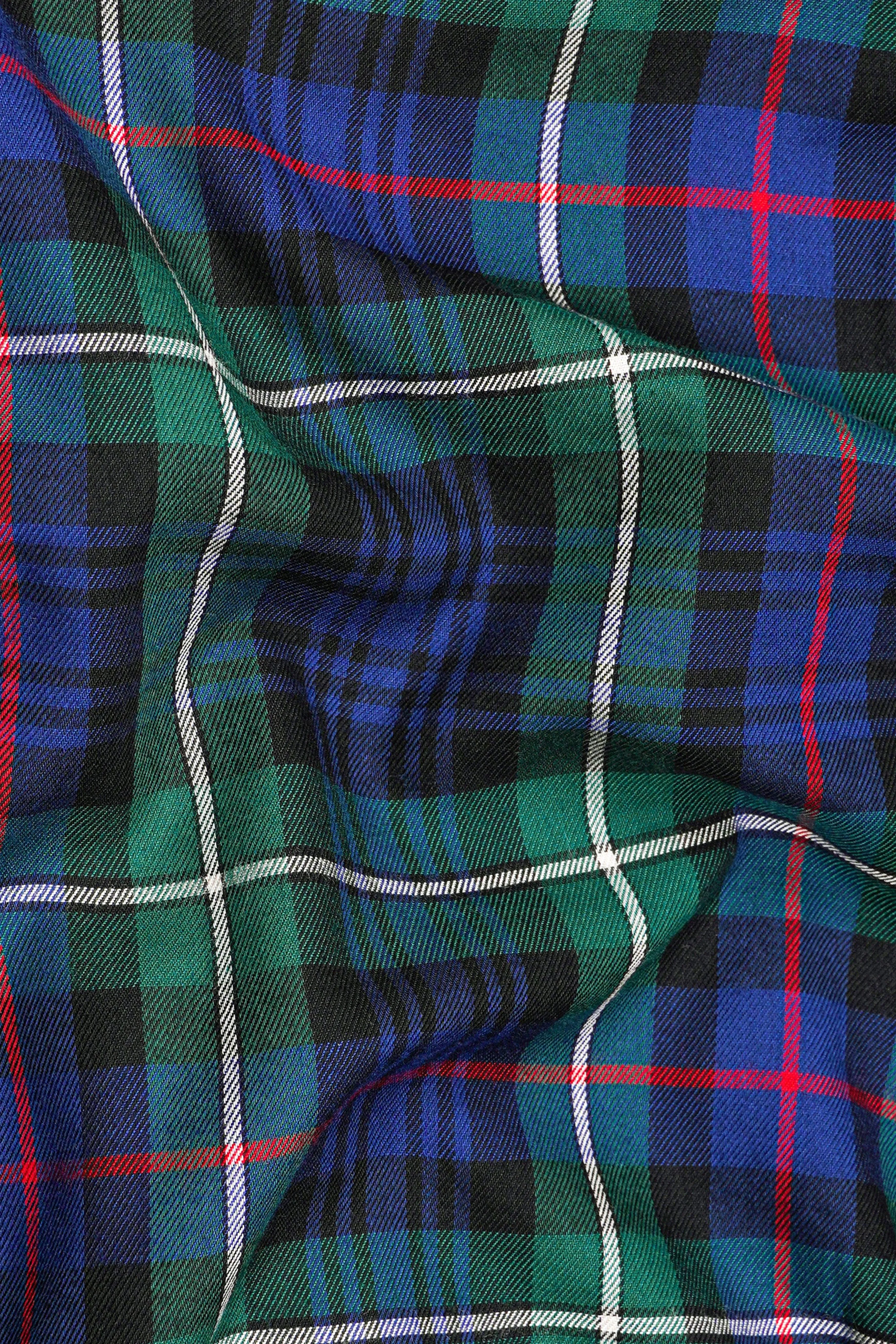 Eucalyptus Green with Chambray Blue Twill Plaid Premium Cotton Shirt sold by French Crown product image thumbnail 2