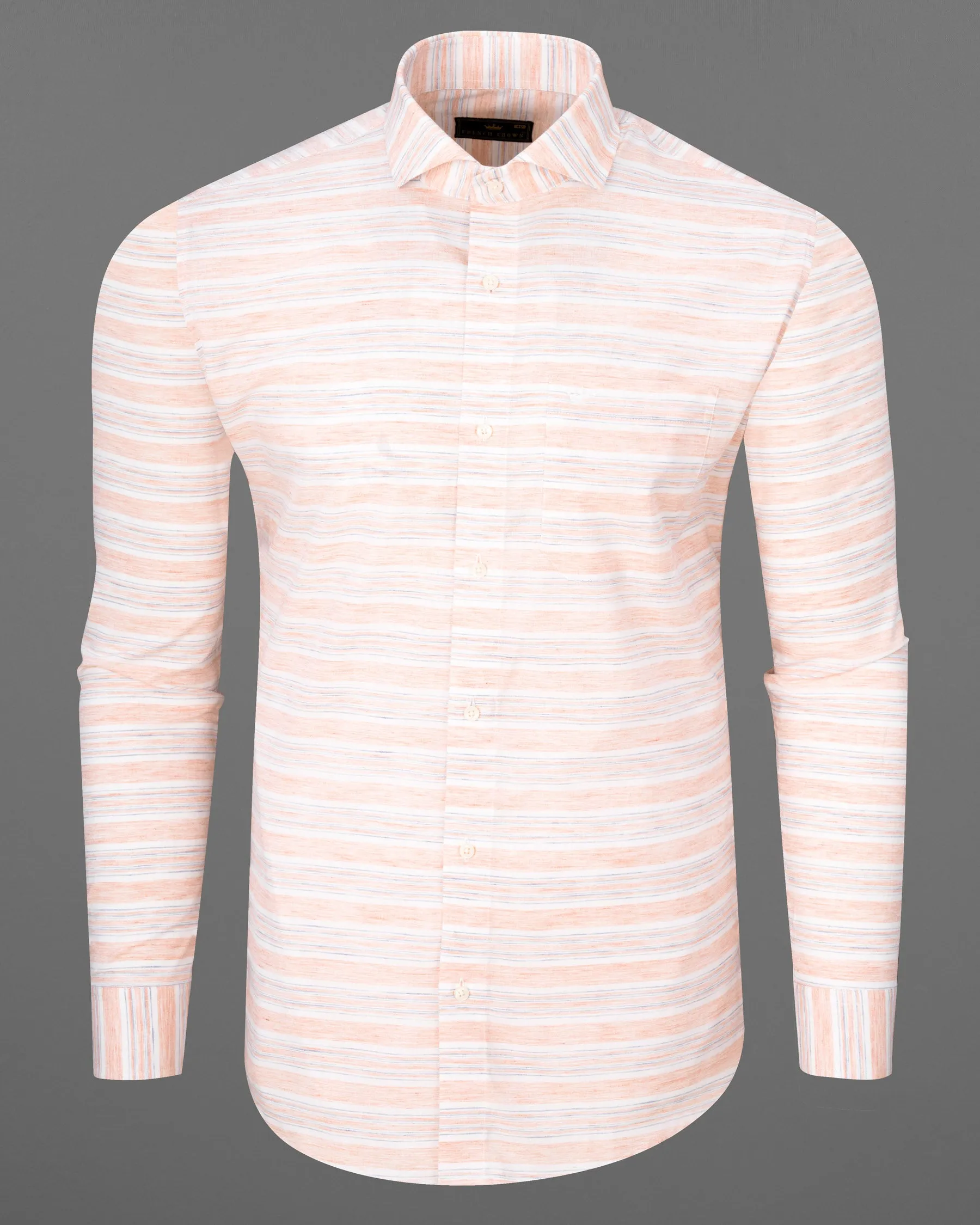 Desert Sand and Amour Striped Chambray Textured Premium Cotton Shirt sold by French Crown product image thumbnail 5