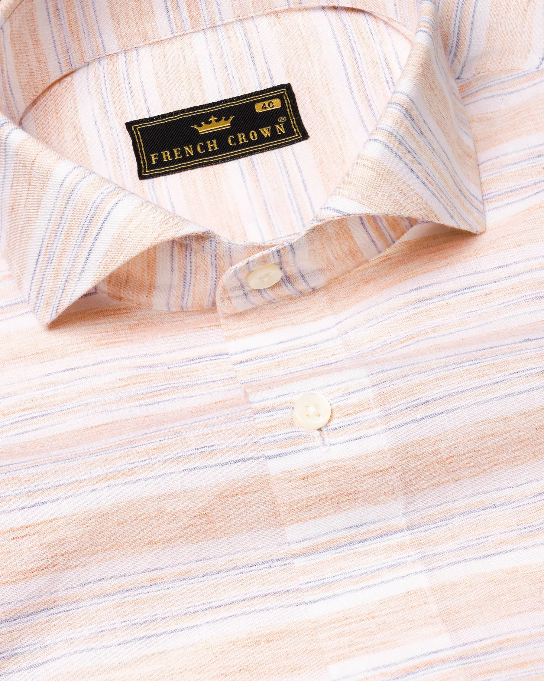 Desert Sand and Amour Striped Chambray Textured Premium Cotton Shirt sold by French Crown