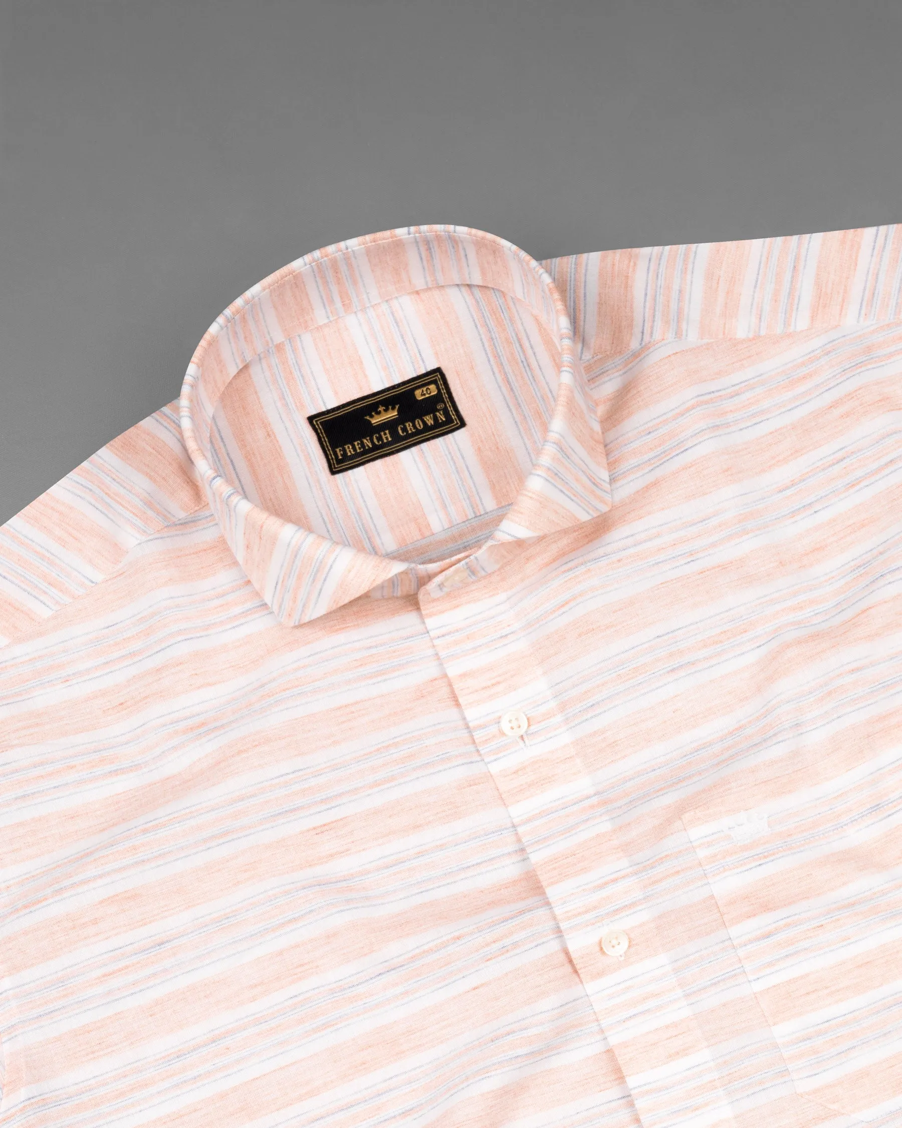 Desert Sand and Amour Striped Chambray Textured Premium Cotton Shirt sold by French Crown product image thumbnail 4