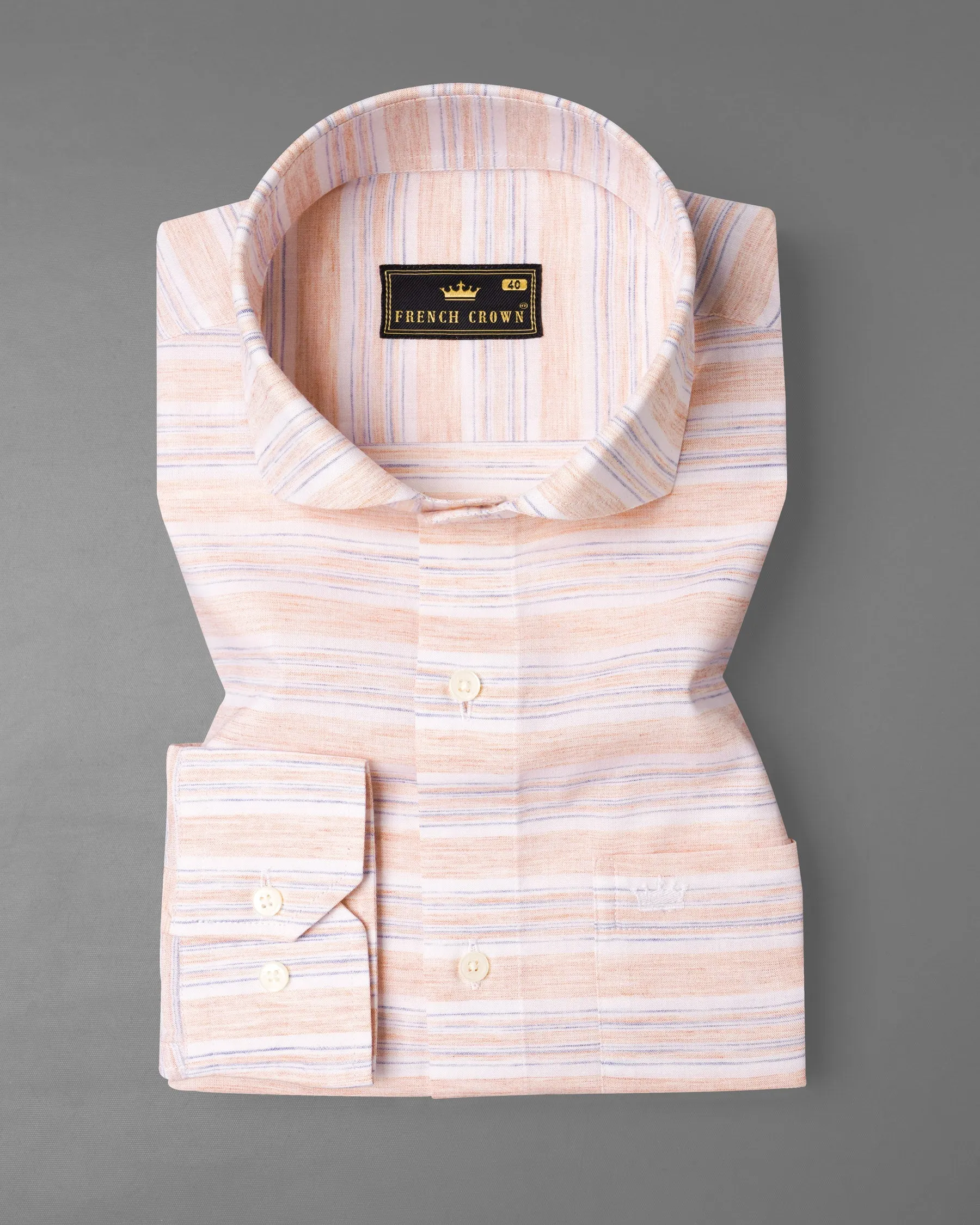 Desert Sand and Amour Striped Chambray Textured Premium Cotton Shirt sold by French Crown product image thumbnail 3
