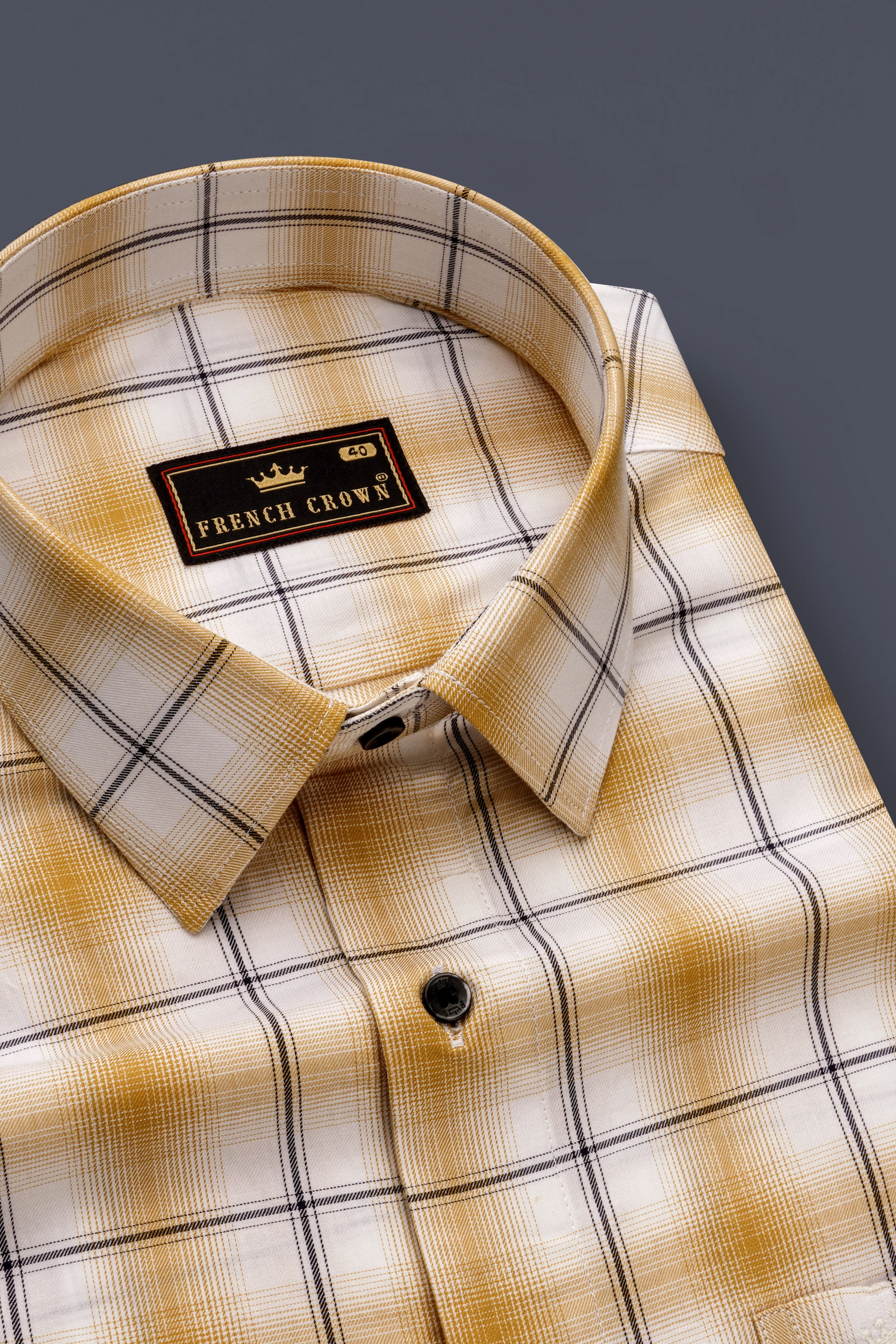 Desert Brown and White Twill Windowpane Premium Cotton Shirt sold by French Crown product image thumbnail 2