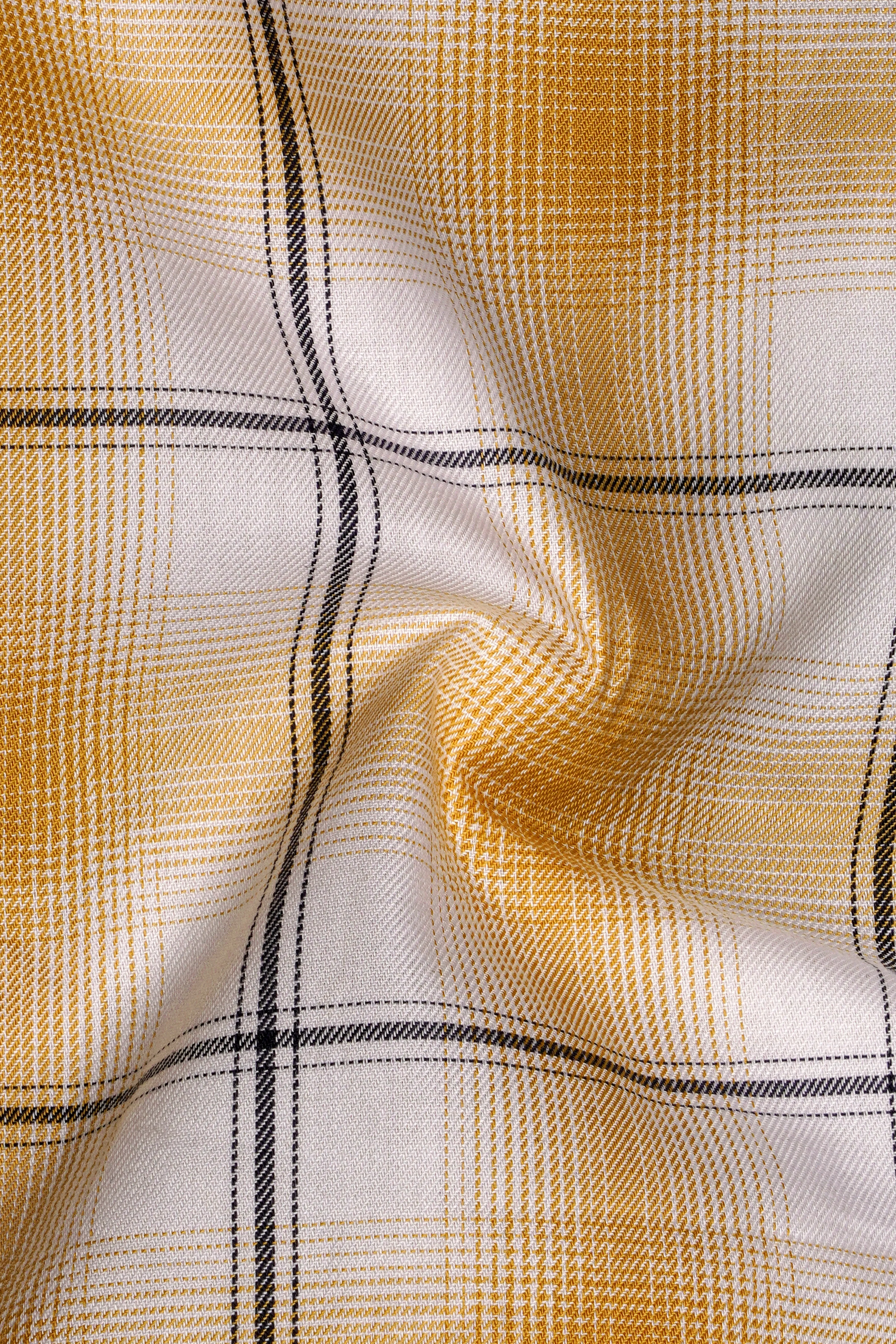 Desert Brown and White Twill Windowpane Premium Cotton Shirt sold by French Crown product image thumbnail 3