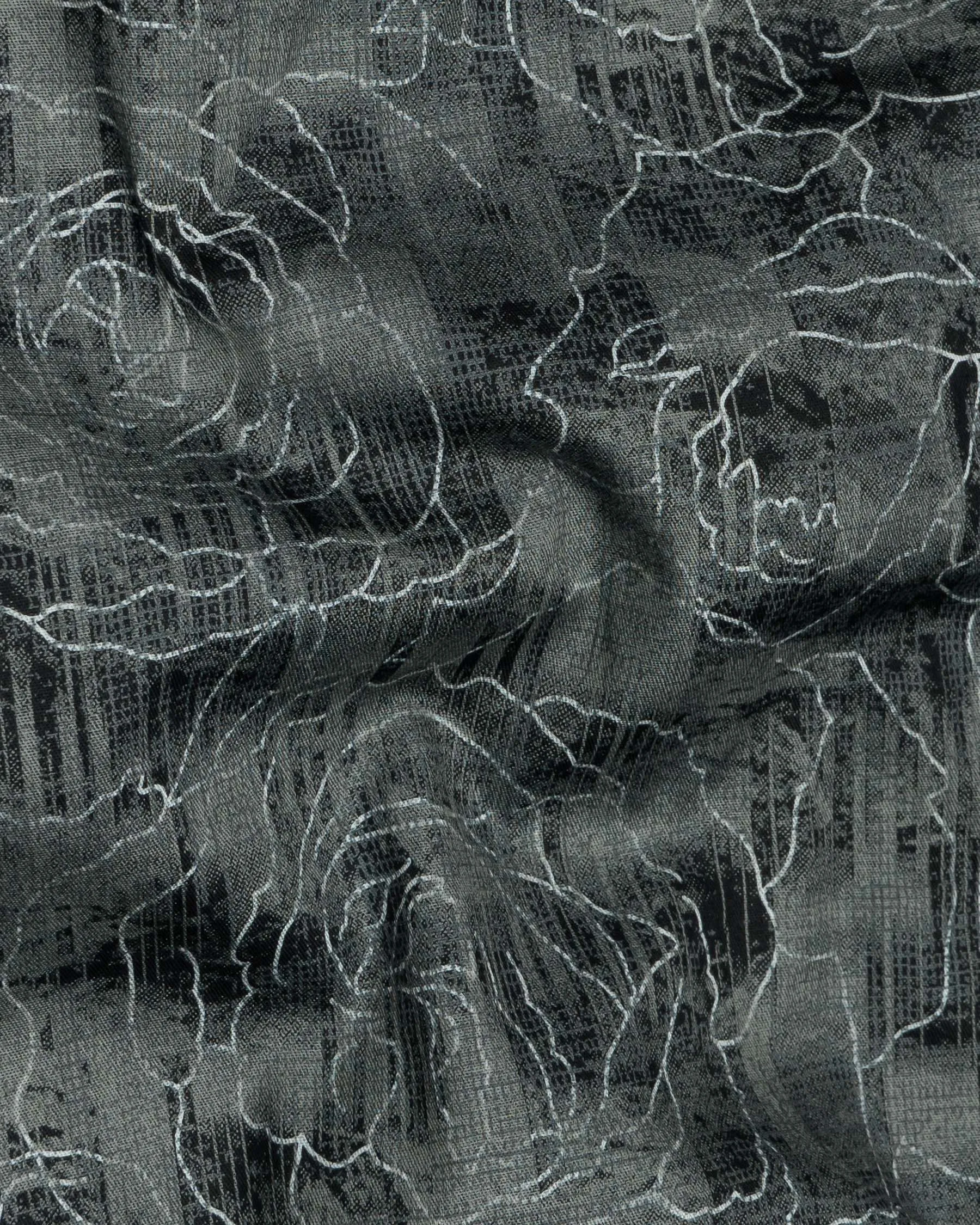 Dark Slate Gray Floral Printed Super Soft Premium Cotton Shirt sold by French Crown product image thumbnail 2