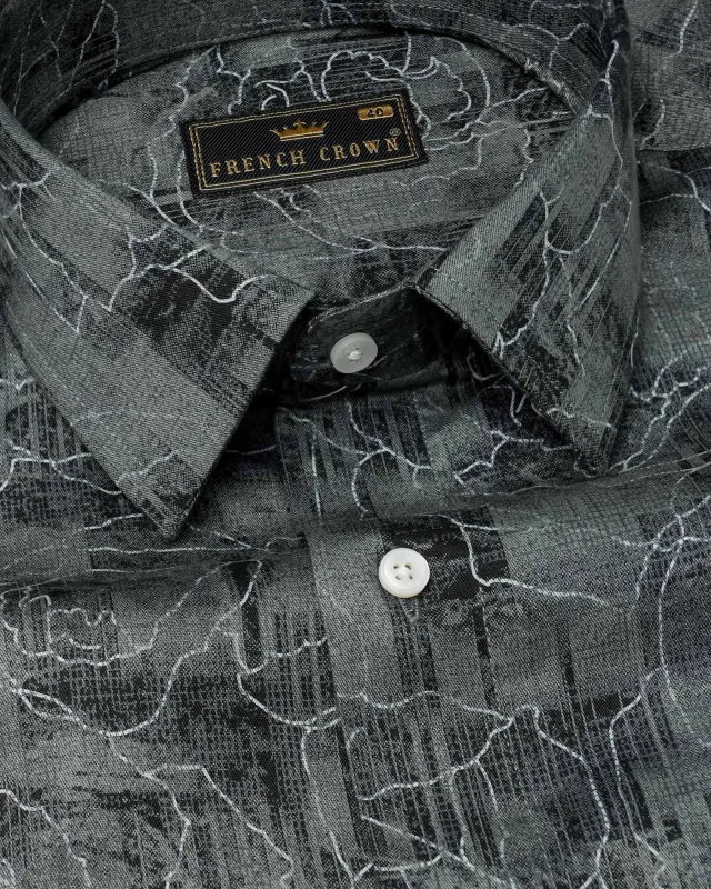 Dark Slate Gray Floral Printed Super Soft Premium Cotton Shirt sold by French Crown