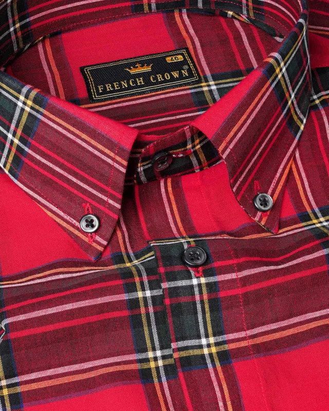 Crimson Red Plaid Premium Cotton Shirt sold by French Crown