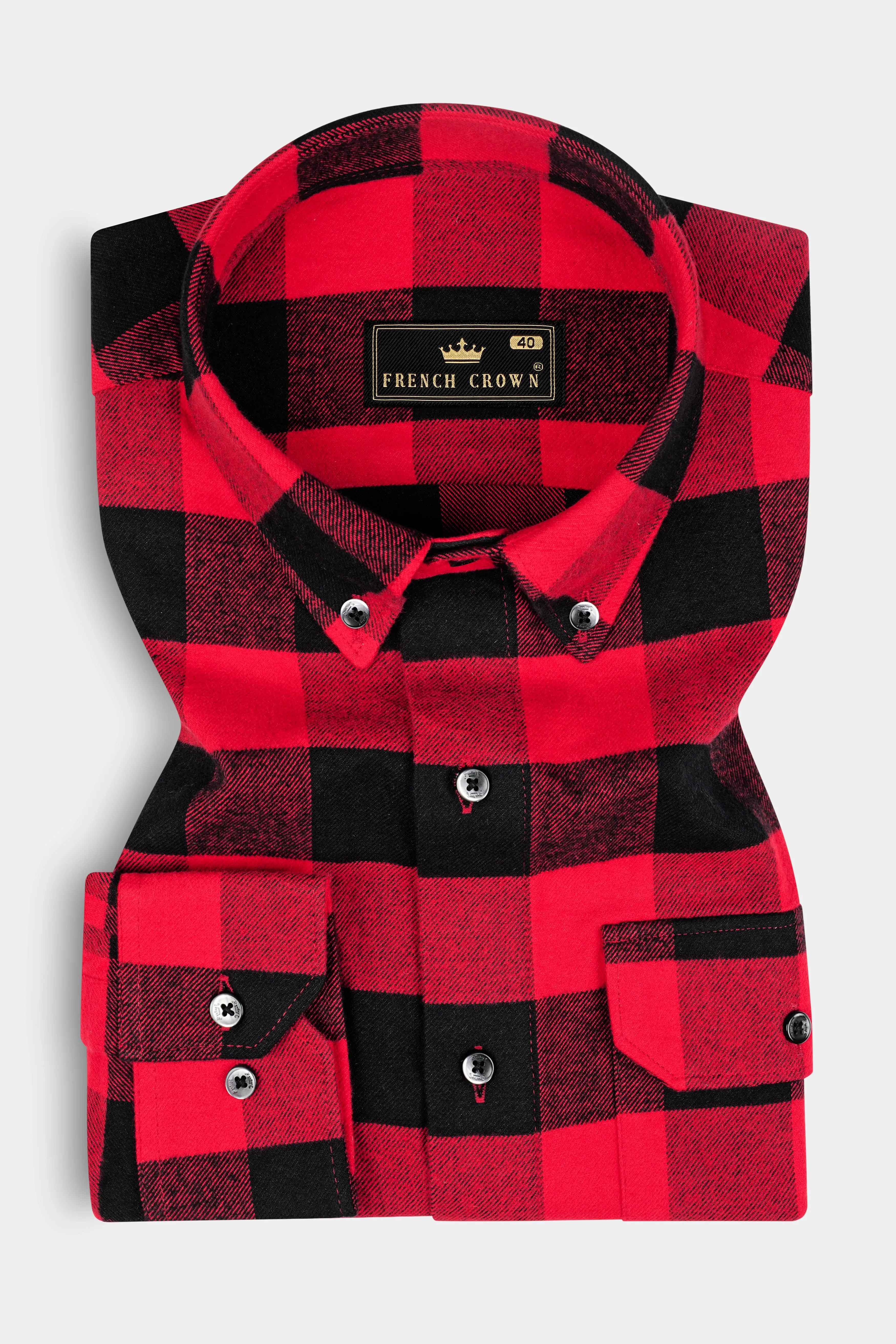 Cardinal Red and Jade Black Flannel Overshirt/Shacket sold by French Crown product image thumbnail 4