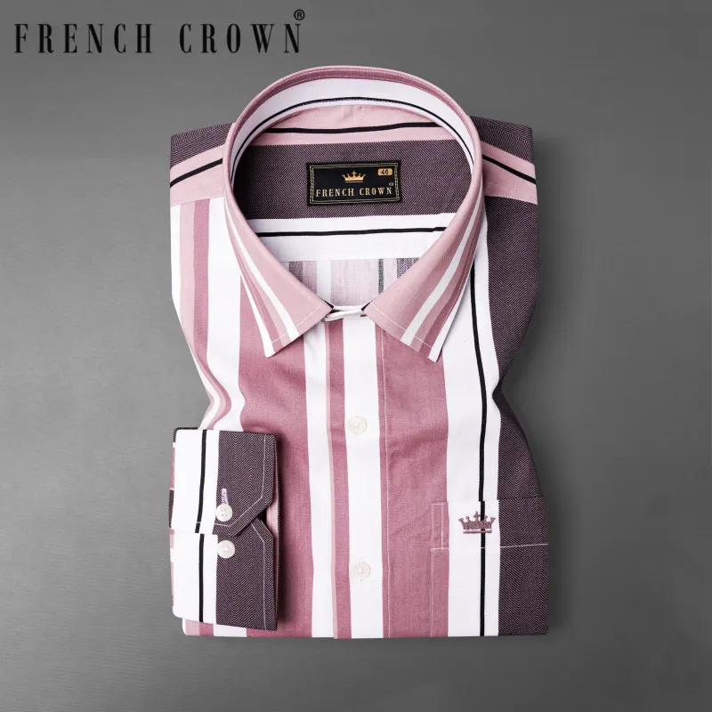 Bouquet with Melaine Pink Striped Premium Cotton Shirt sold by French Crown