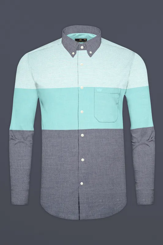Aquamarine Blue with Gray and White Royal Oxford Shirt sold by French Crown
