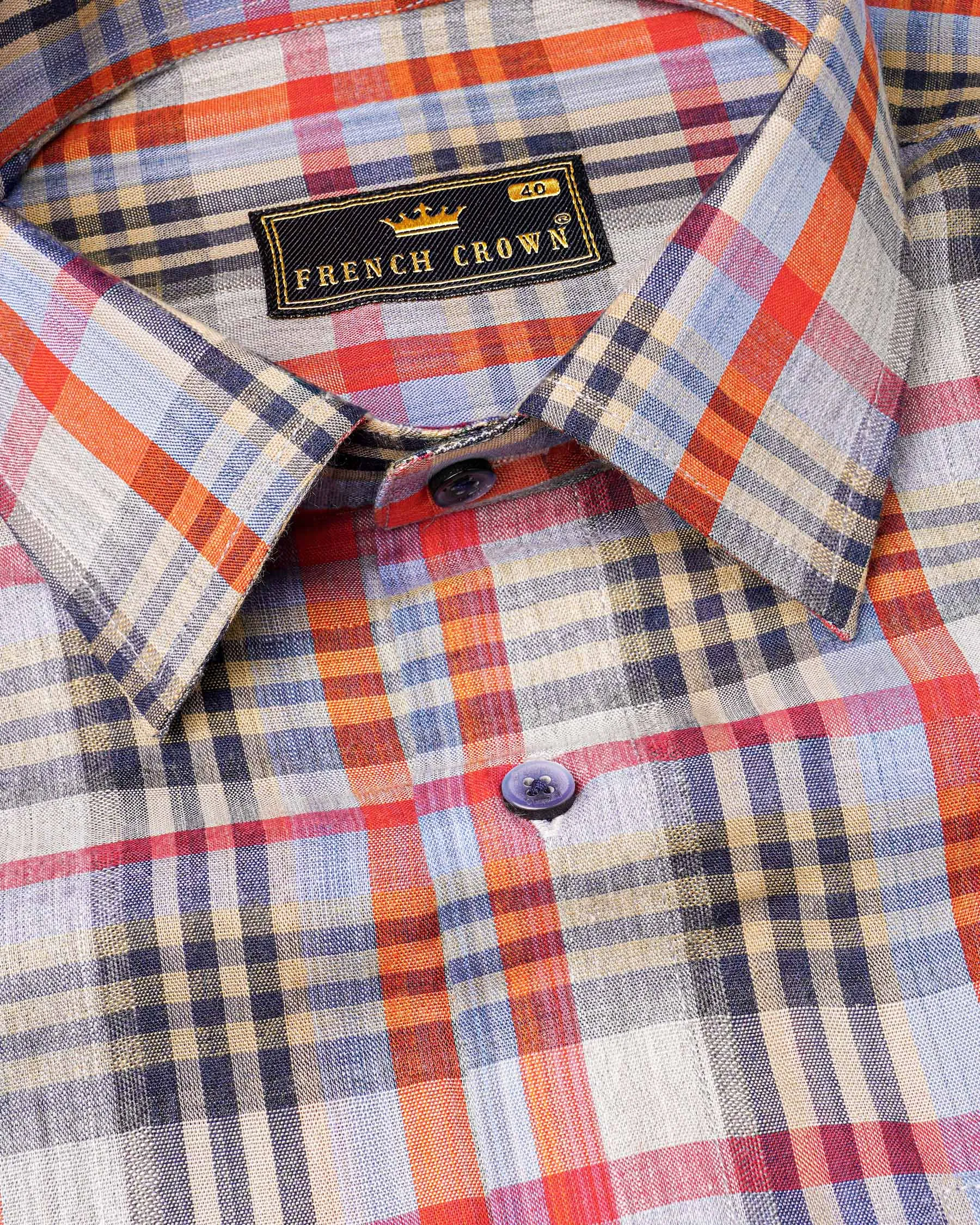 Almond Brown Plaid Dobby Textured Premium Giza Cotton Shirt sold by French Crown