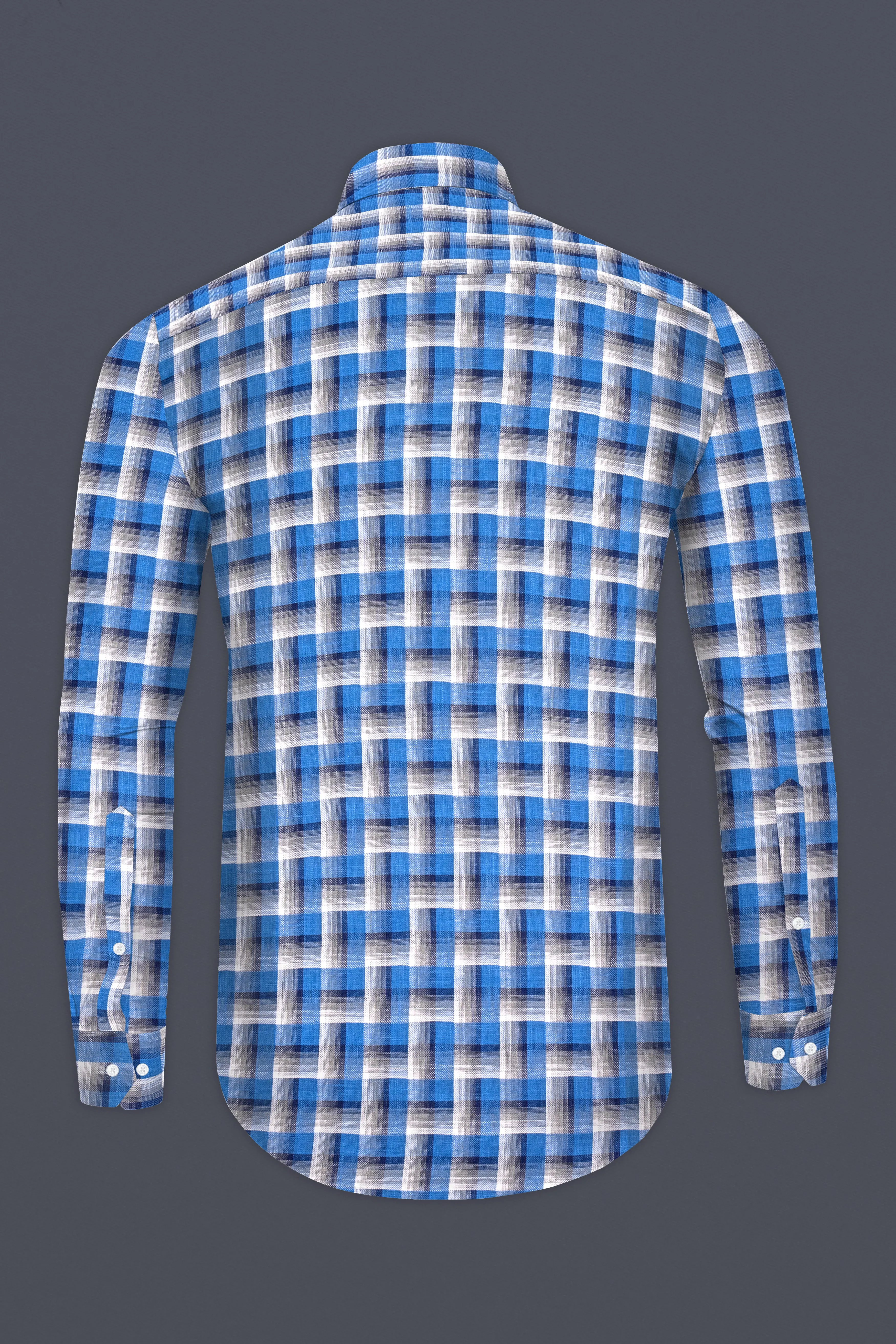 White and Venice Blue Twill Textured Premium Cotton Shirt sold by French Crown product image thumbnail 4