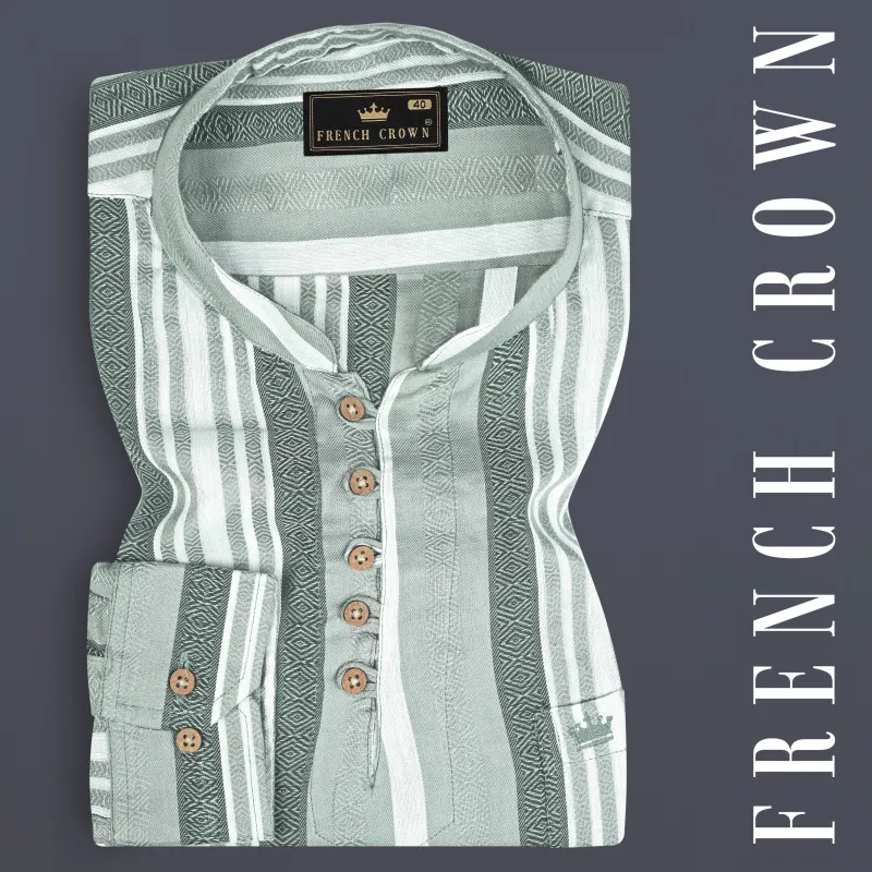 Surf Crest Green with Bright White Kurta Shirt sold by French Crown