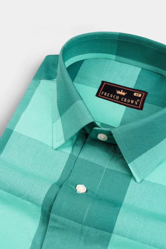 Riptide and Persian Green Premium Cotton Shirt sold by French Crown