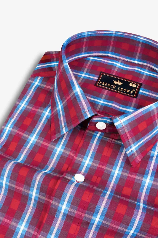 Pale Carmine with Cadillac Plaid Premium Cotton Shirt sold by French Crown