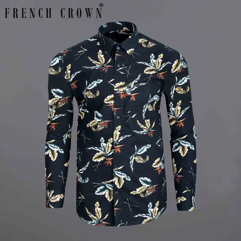 Blue Tropical Print Twill Shirt sold by French Crown