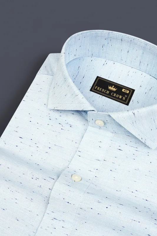 Mercury Blue and Downriver Blue Twill Textured Premium Cotton Shirt sold by French Crown