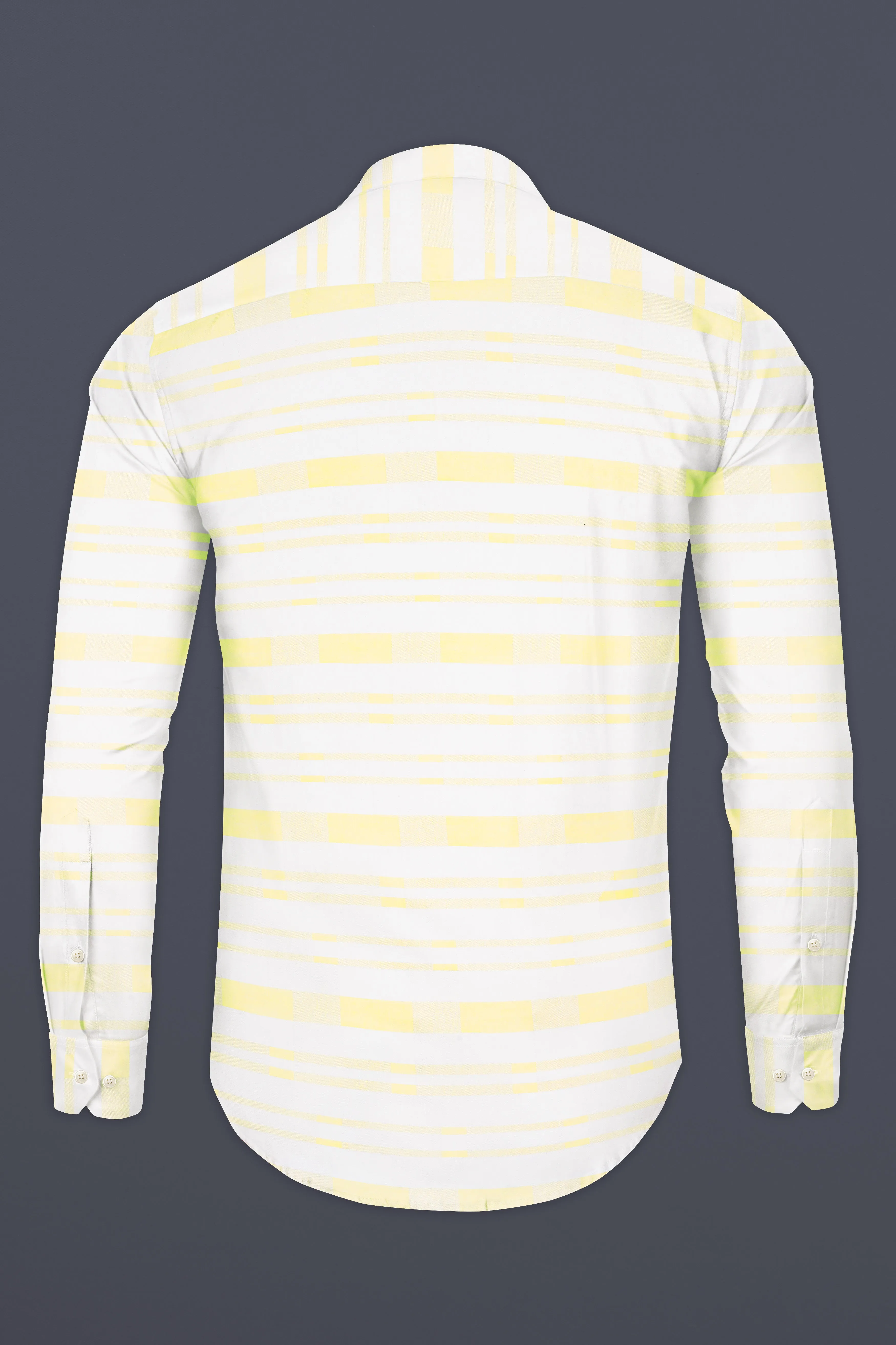 Light Tan and White Smoky Striped Dobby Textured Premium Giza Cotton Shirt sold by French Crown product image thumbnail 5