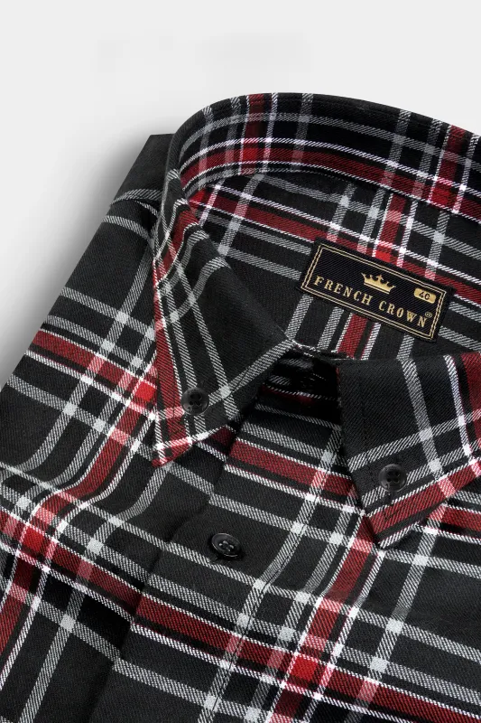 Jade Black Twill Plaid Premium Cotton Shirt sold by French Crown
