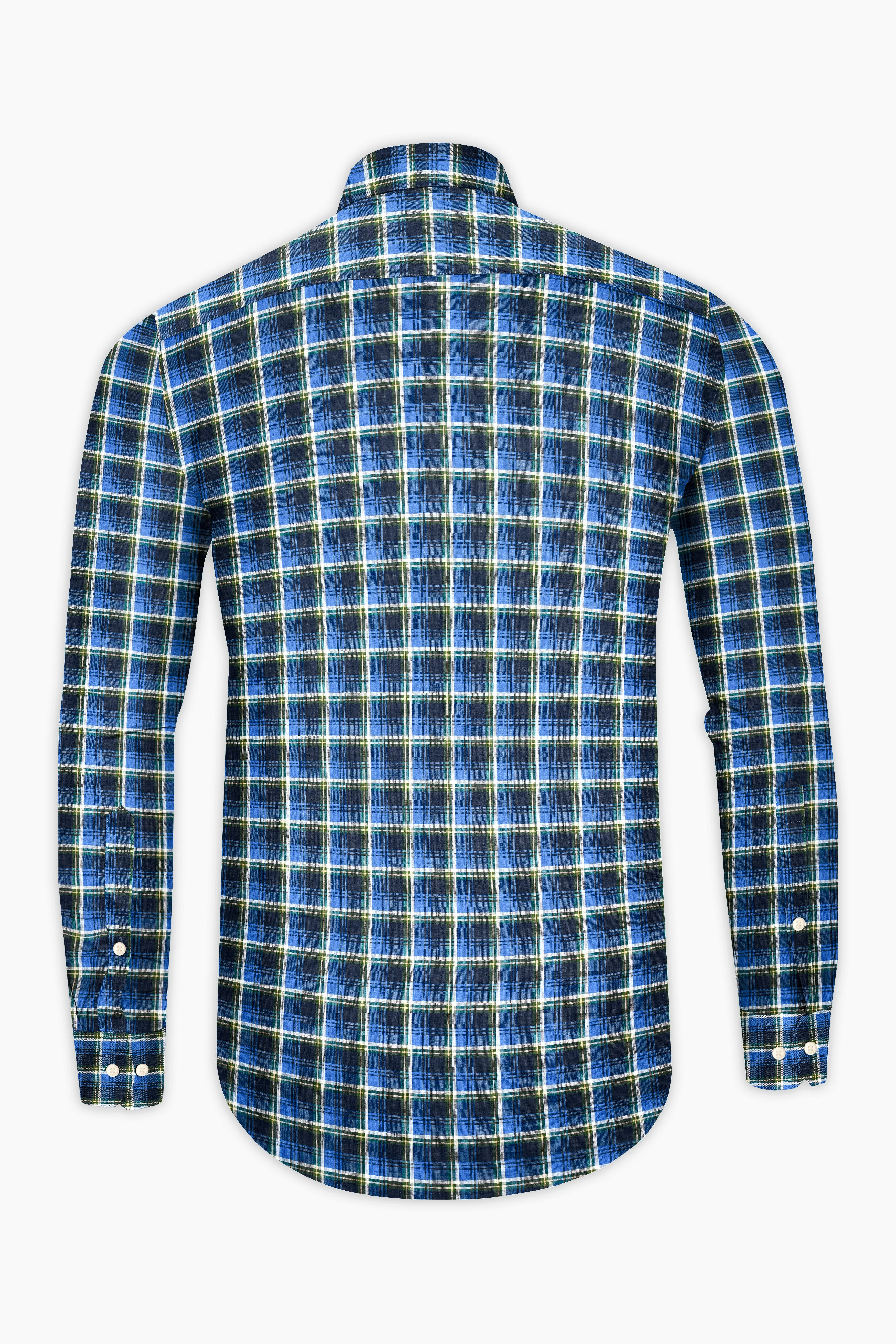 Havelock Blue with Cloud Burst Plaid Premium Cotton Shirt sold by French Crown product image thumbnail 5