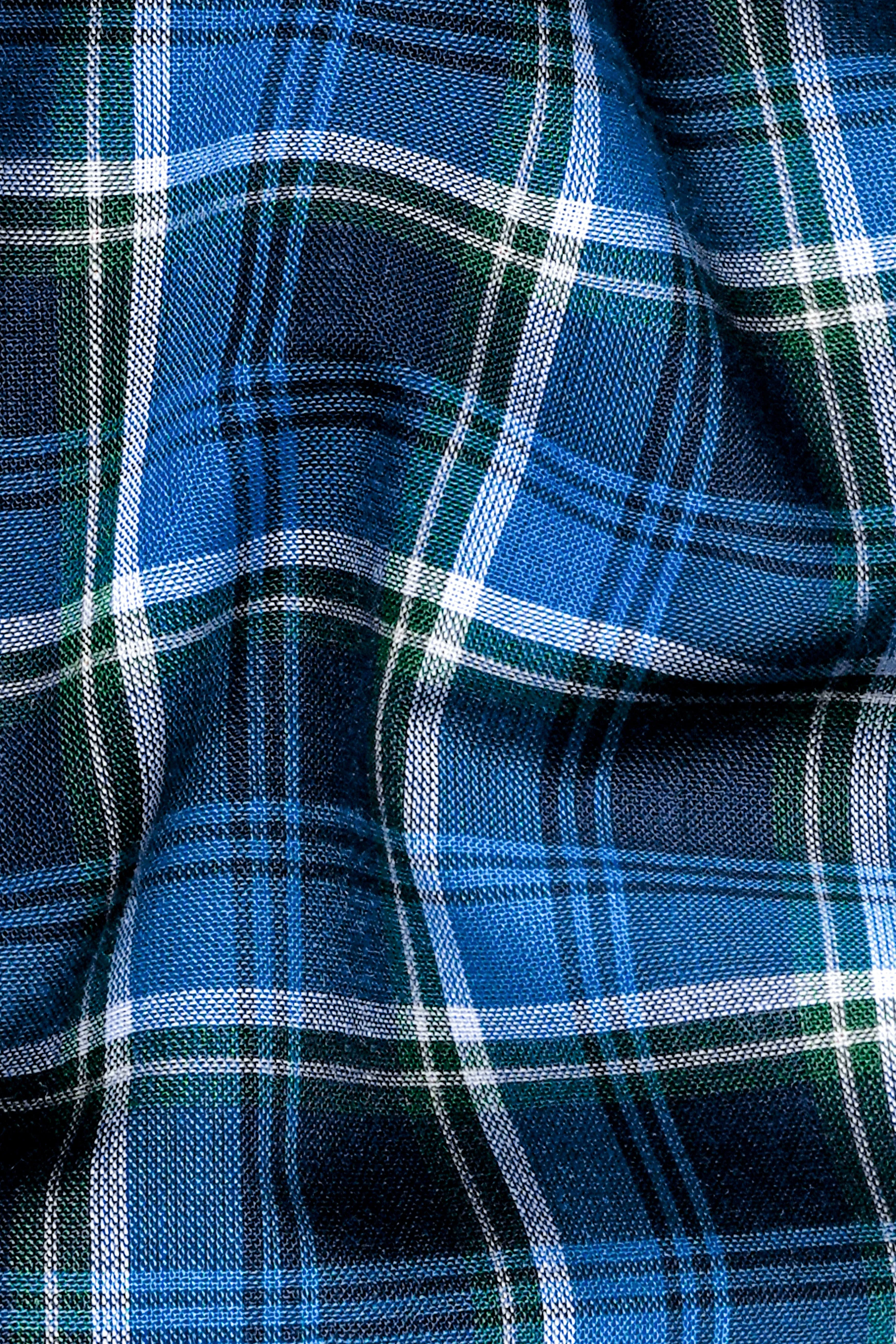 Havelock Blue with Cloud Burst Plaid Premium Cotton Shirt sold by French Crown product image thumbnail 2