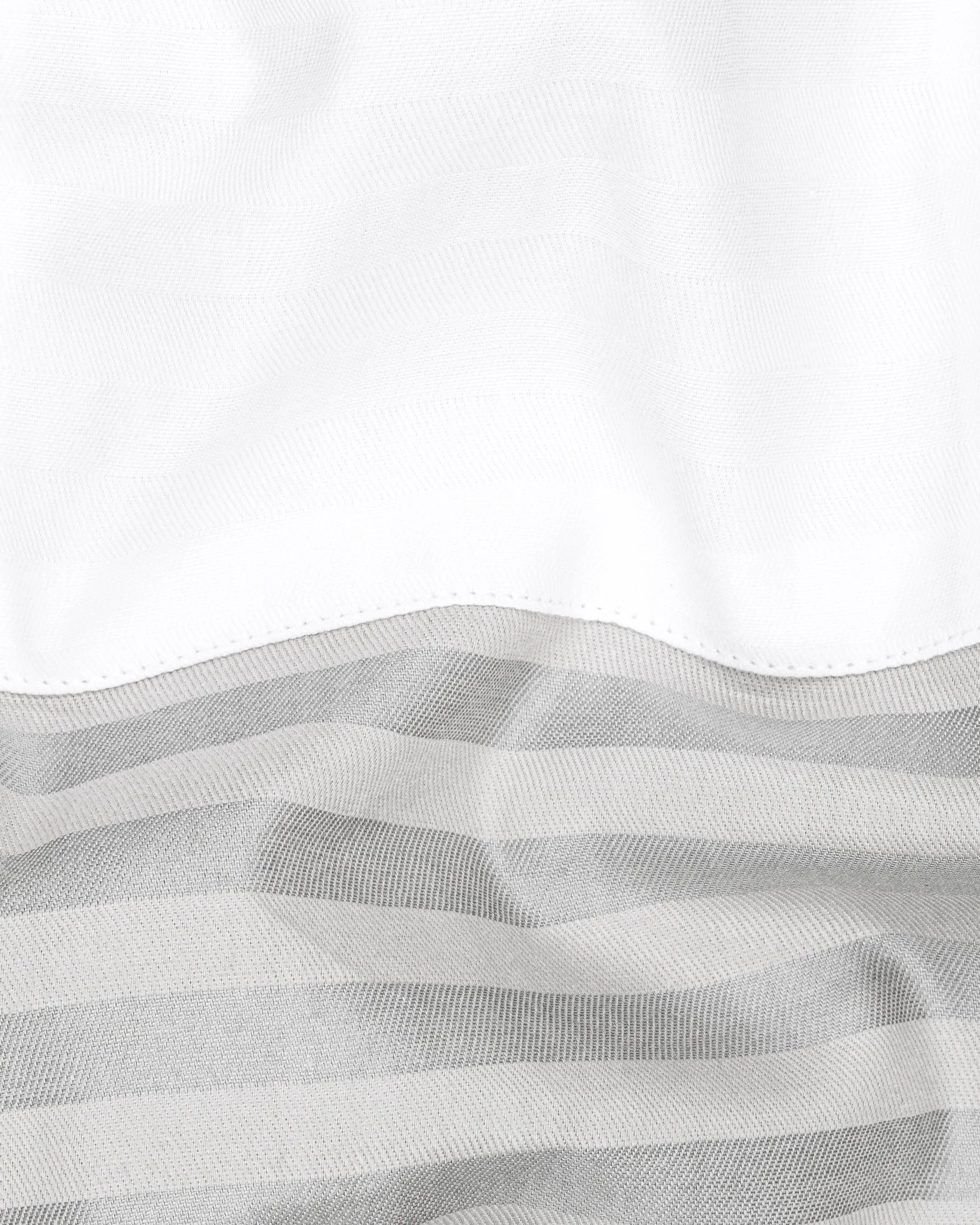 Half White and Half Grey Striped Twill Premium Cotton Designer Shirt sold by French Crown product image thumbnail 3