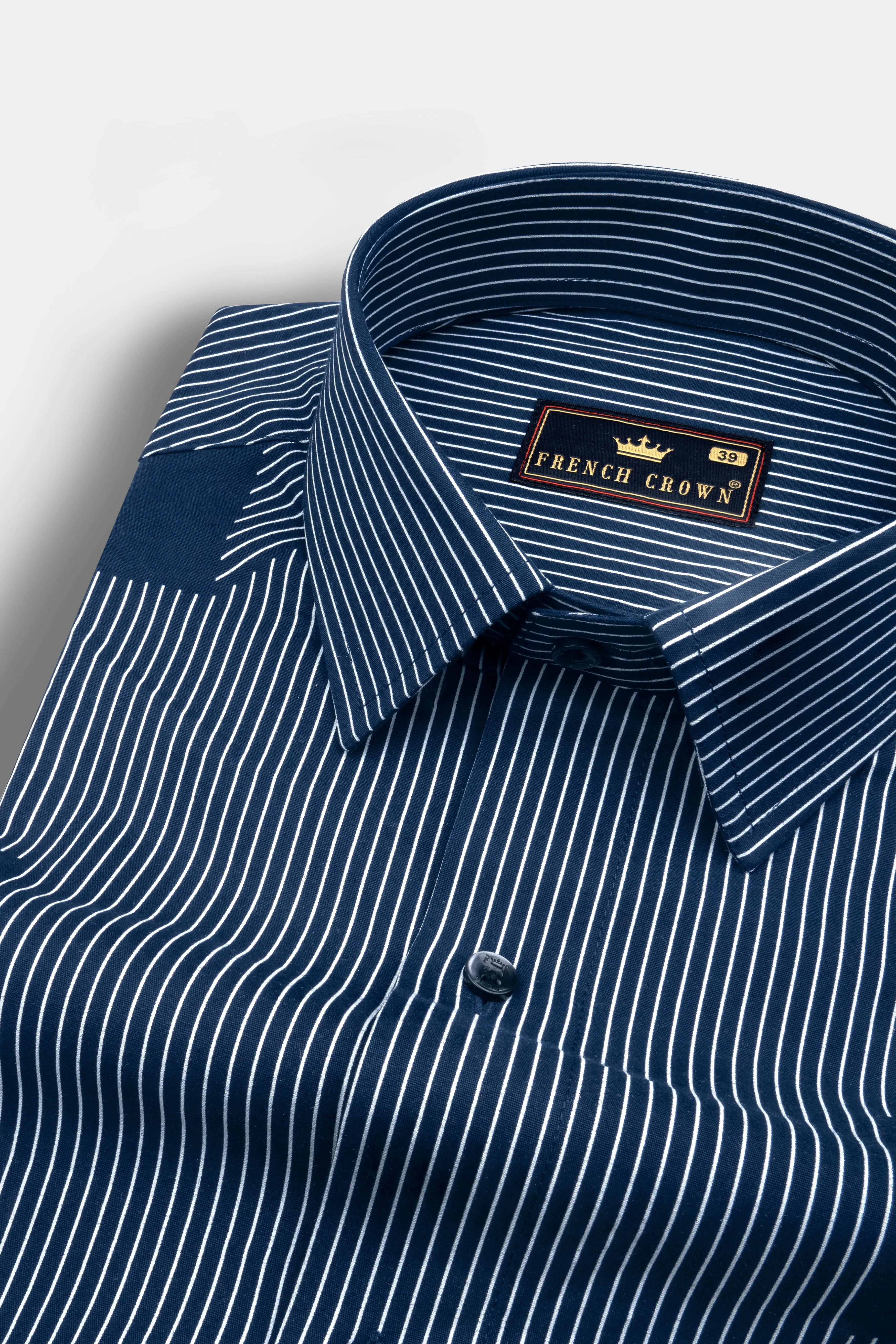 Gunmetal Blue 3D Box Patterned Premium Cotton Shirt sold by French Crown product image thumbnail 4