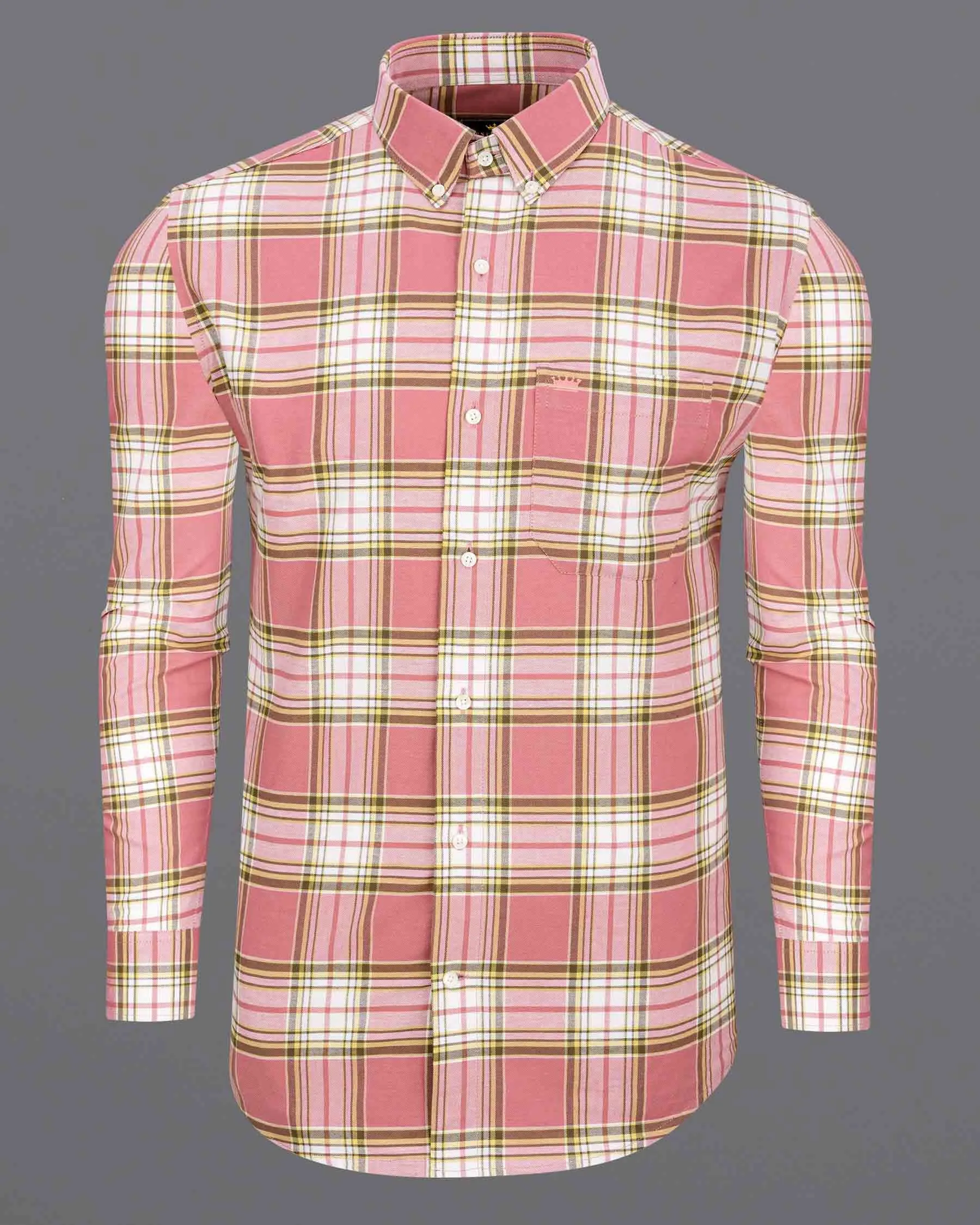 Froly Pink Checkered Royal Oxford Shirt sold by French Crown product image thumbnail 5