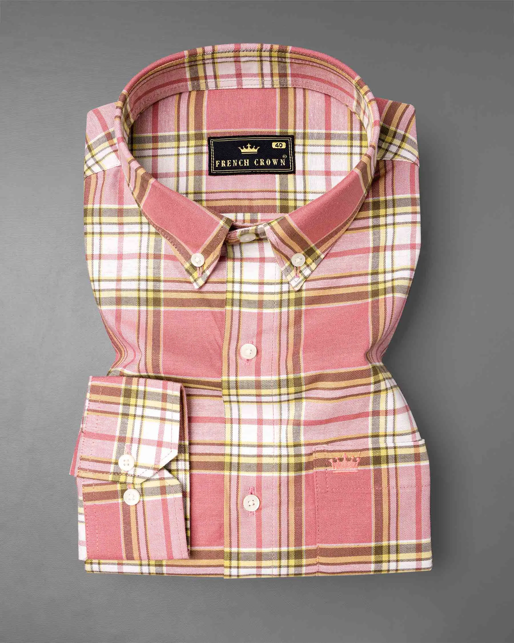 Froly Pink Checkered Royal Oxford Shirt sold by French Crown product image thumbnail 3