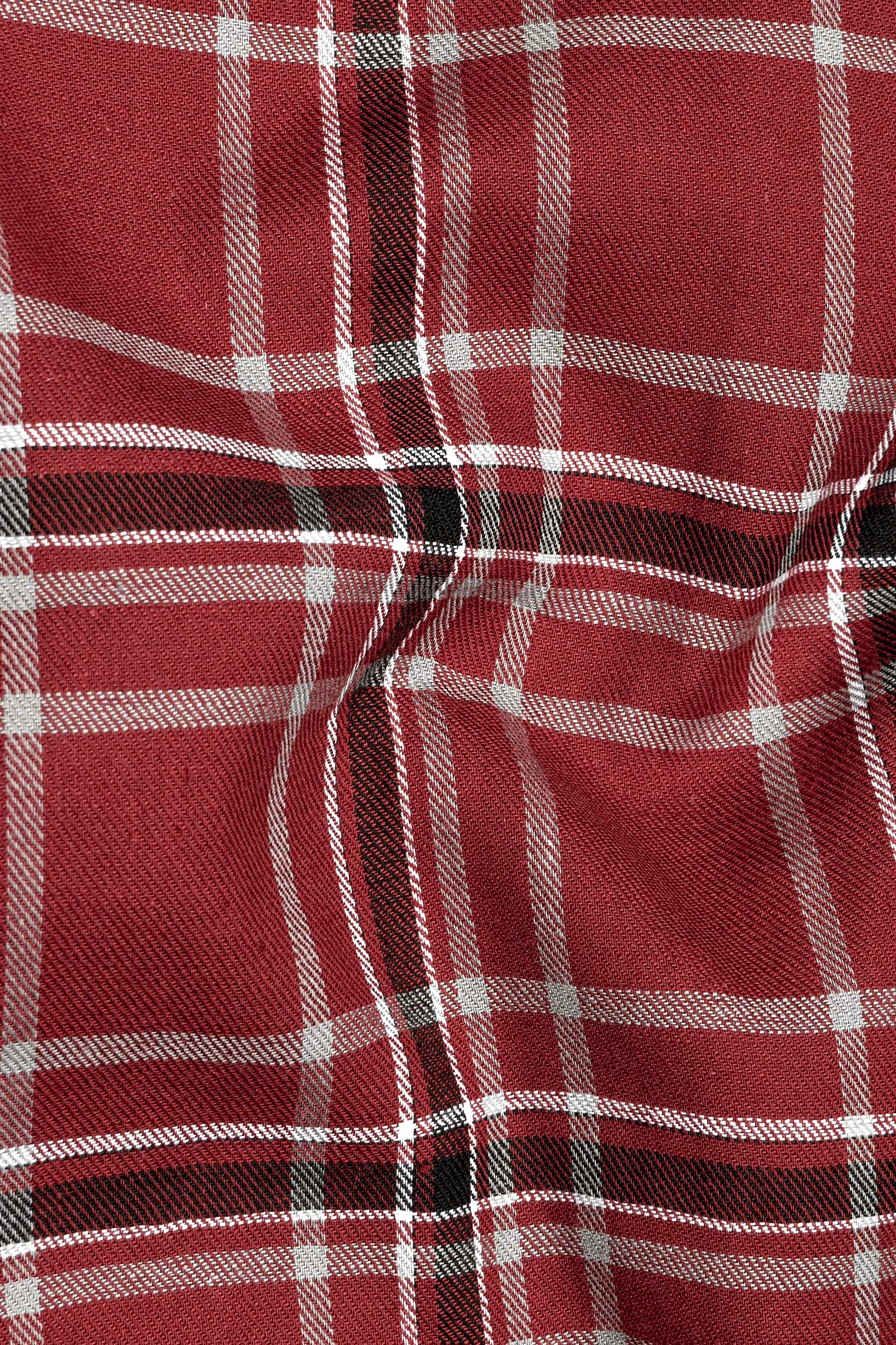 Cordovan Red Twill Windowpane Premium Cotton Shirt sold by French Crown product image thumbnail 2