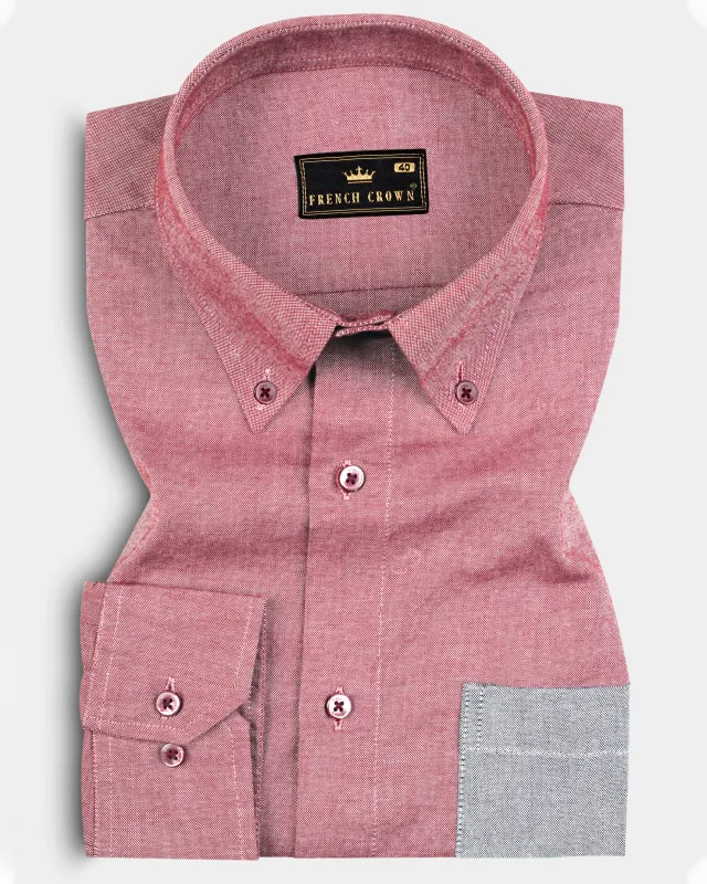 Contessa Red with Grey Pocket Solid Royal Oxford Shirt sold by French Crown