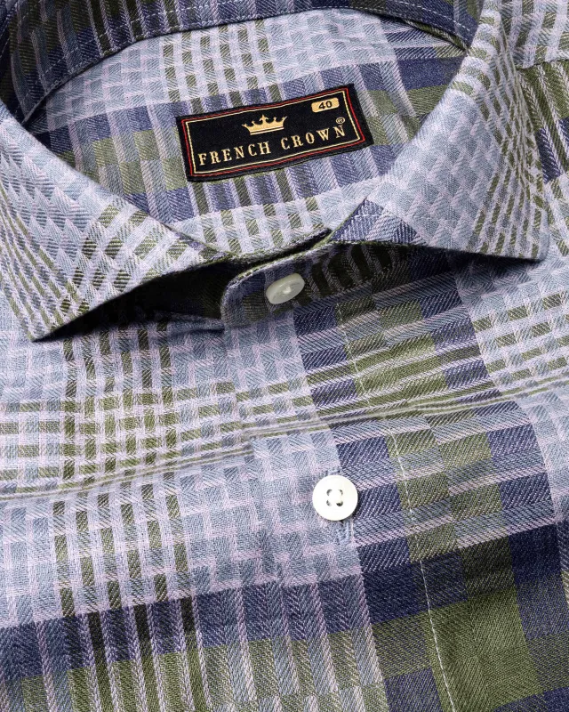 Comet Blue Twill Checkered Premium Cotton Shirt sold by French Crown