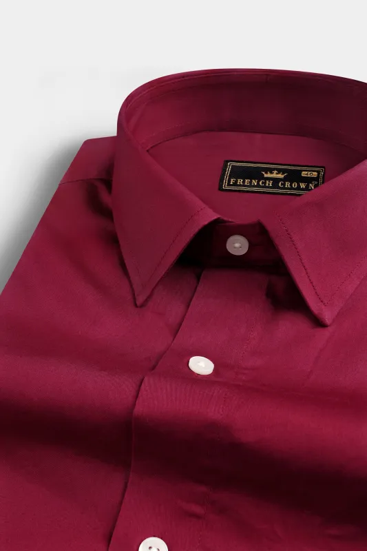 Claret Red with Antique Brass Super Soft Premium Cotton Designer Shirt sold by French Crown