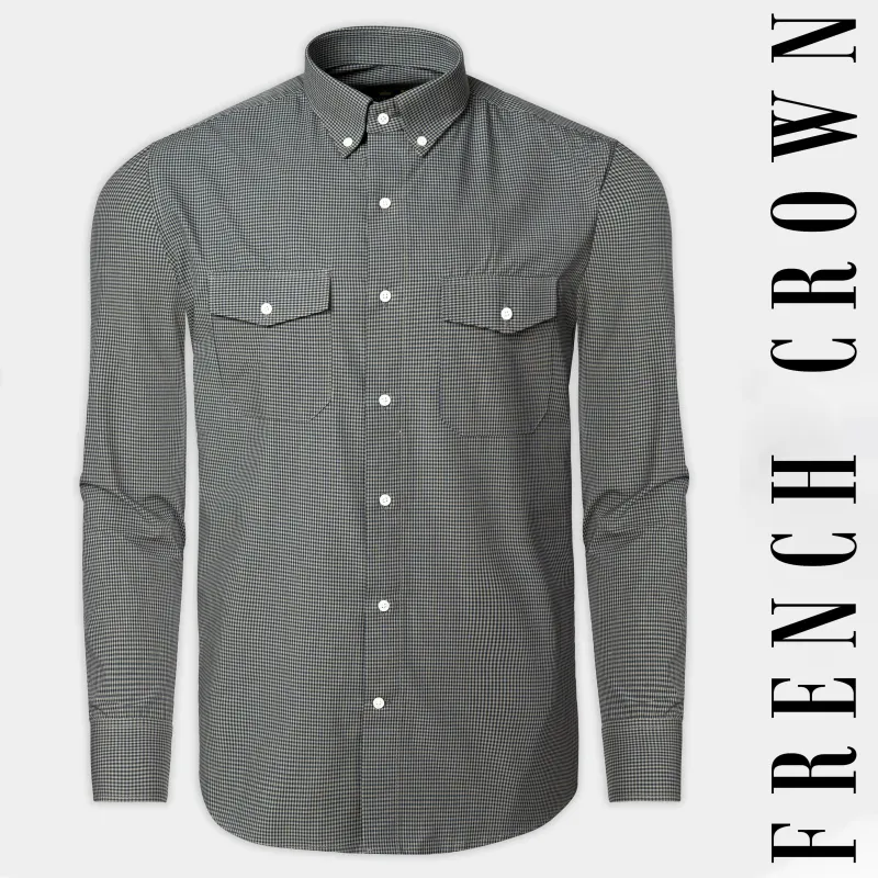 Cinereous and Dusk Blue Checkered Royal Oxford Shirt sold by French Crown