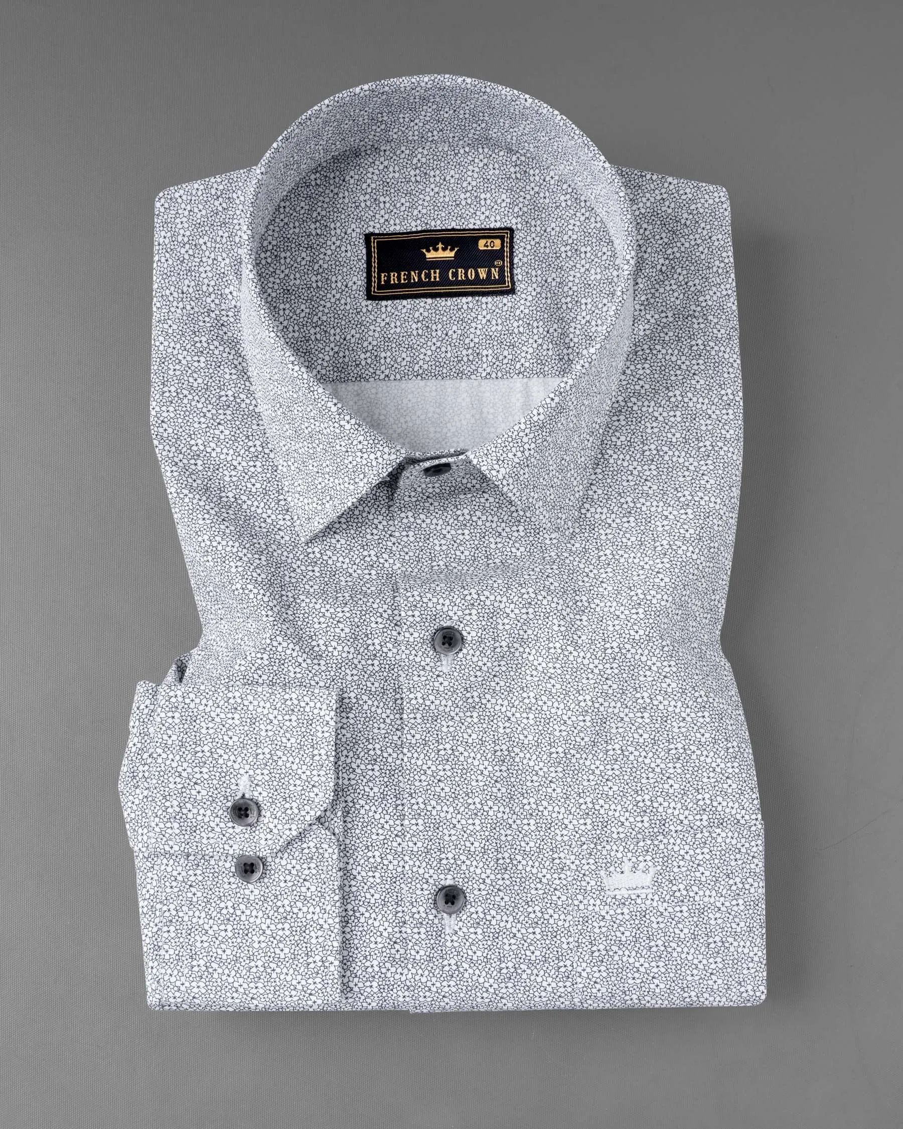 Bright White Floral Printed Premium Cotton Shirt sold by French Crown product image thumbnail 3