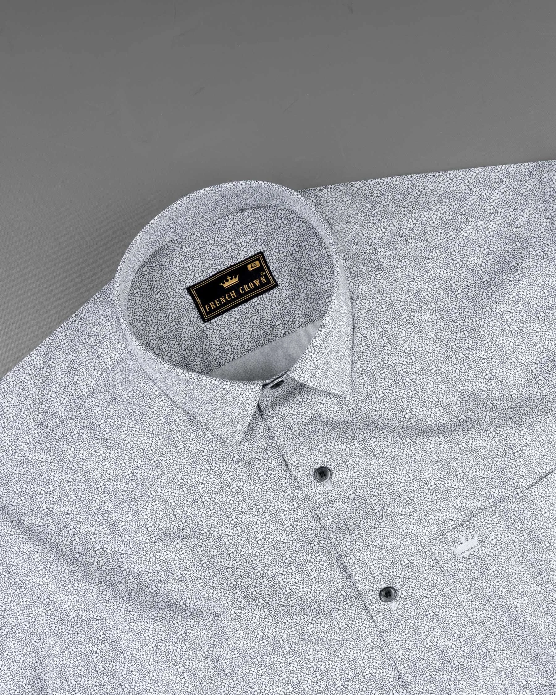 Bright White Floral Printed Premium Cotton Shirt sold by French Crown product image thumbnail 4