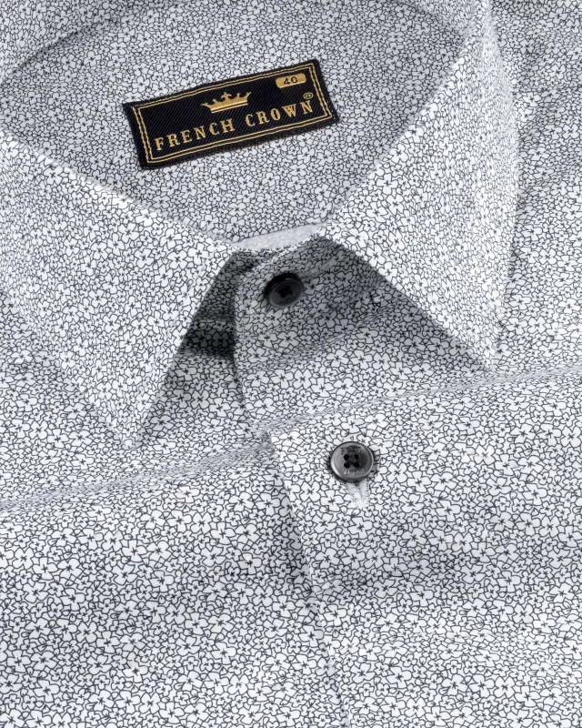 Bright White Floral Printed Premium Cotton Shirt sold by French Crown