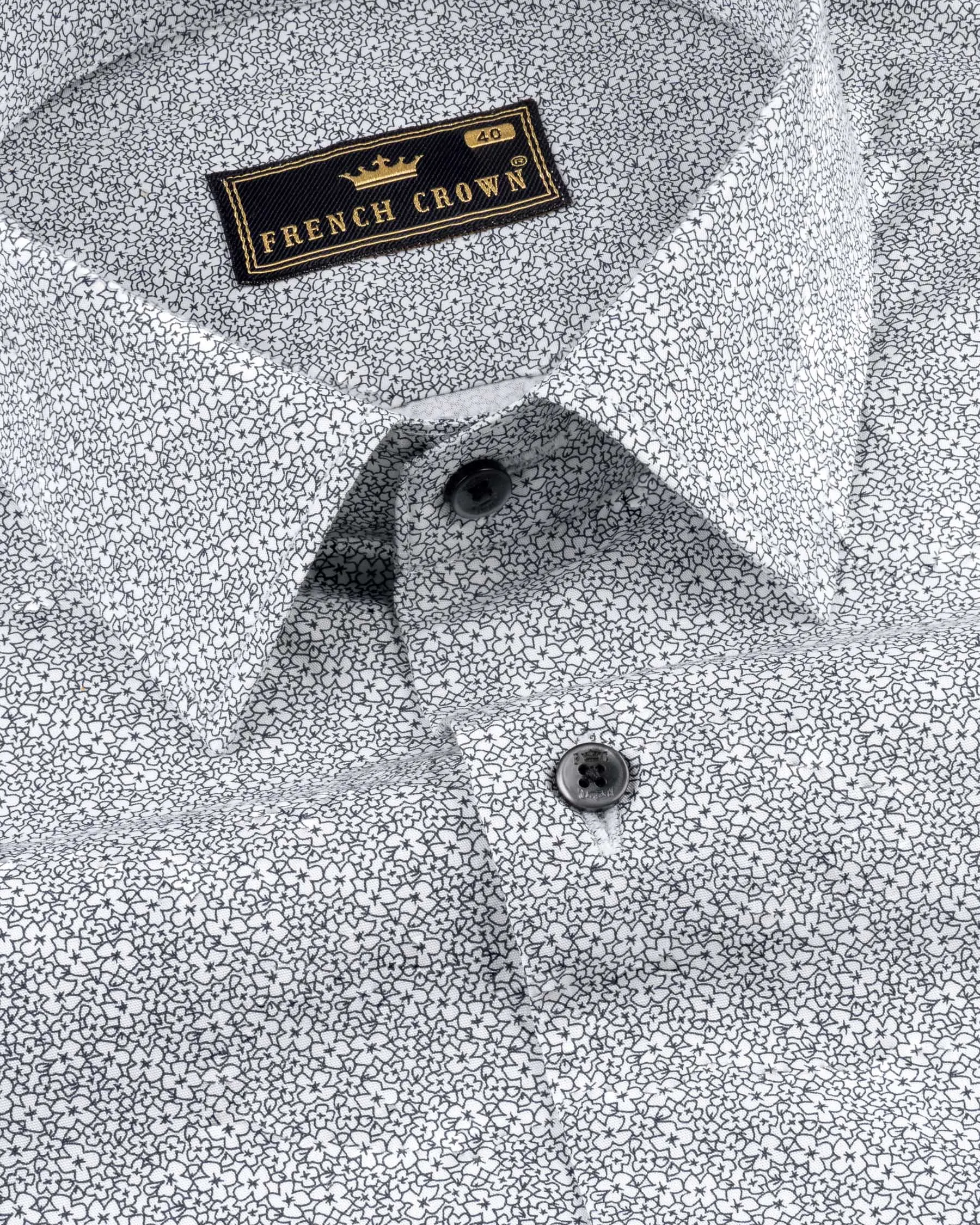 Bright White Floral Printed Premium Cotton Shirt sold by French Crown