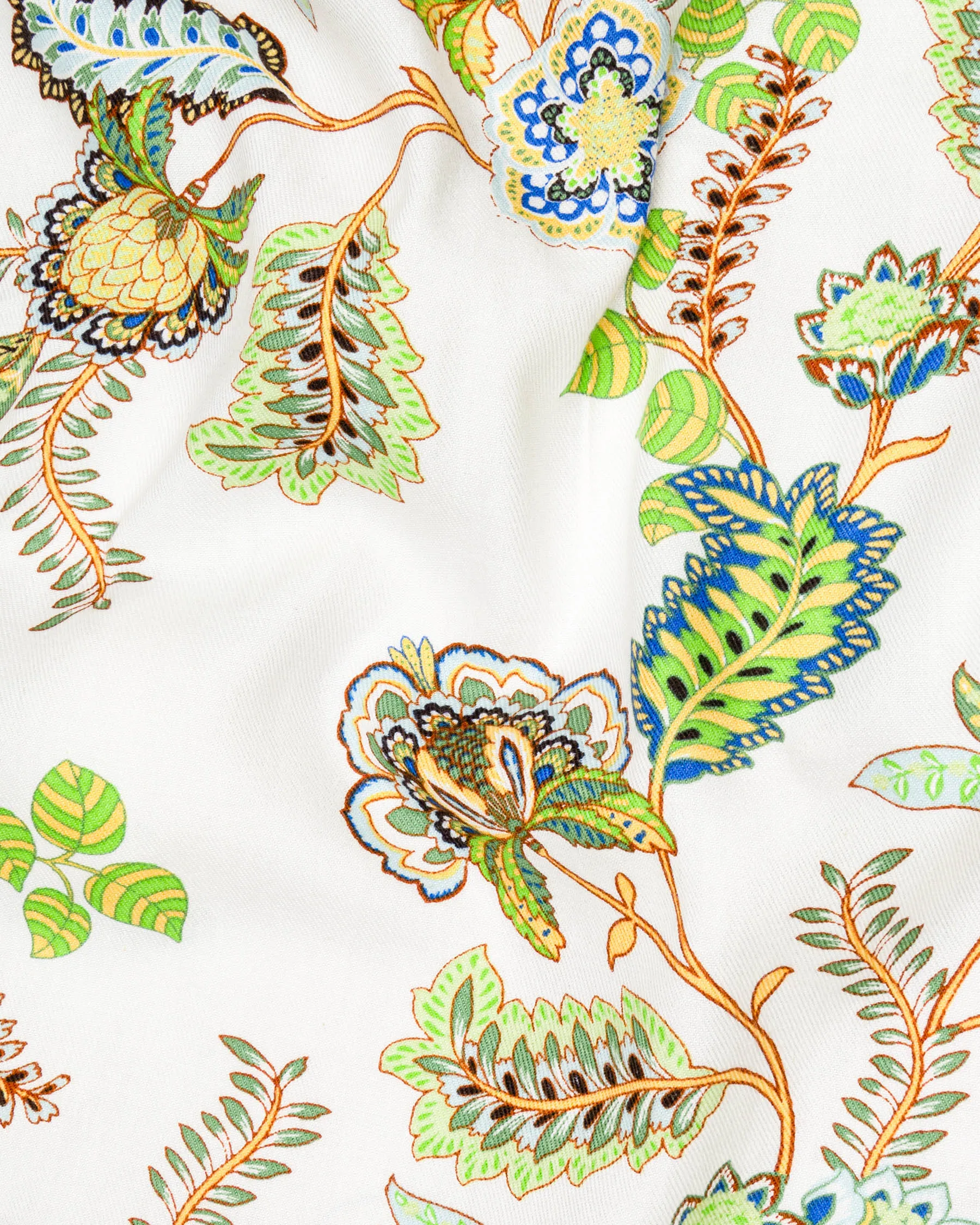 Bright White Damask Inspired Printed Twill Premium Cotton Kurta Shirt sold by French Crown product image thumbnail 3