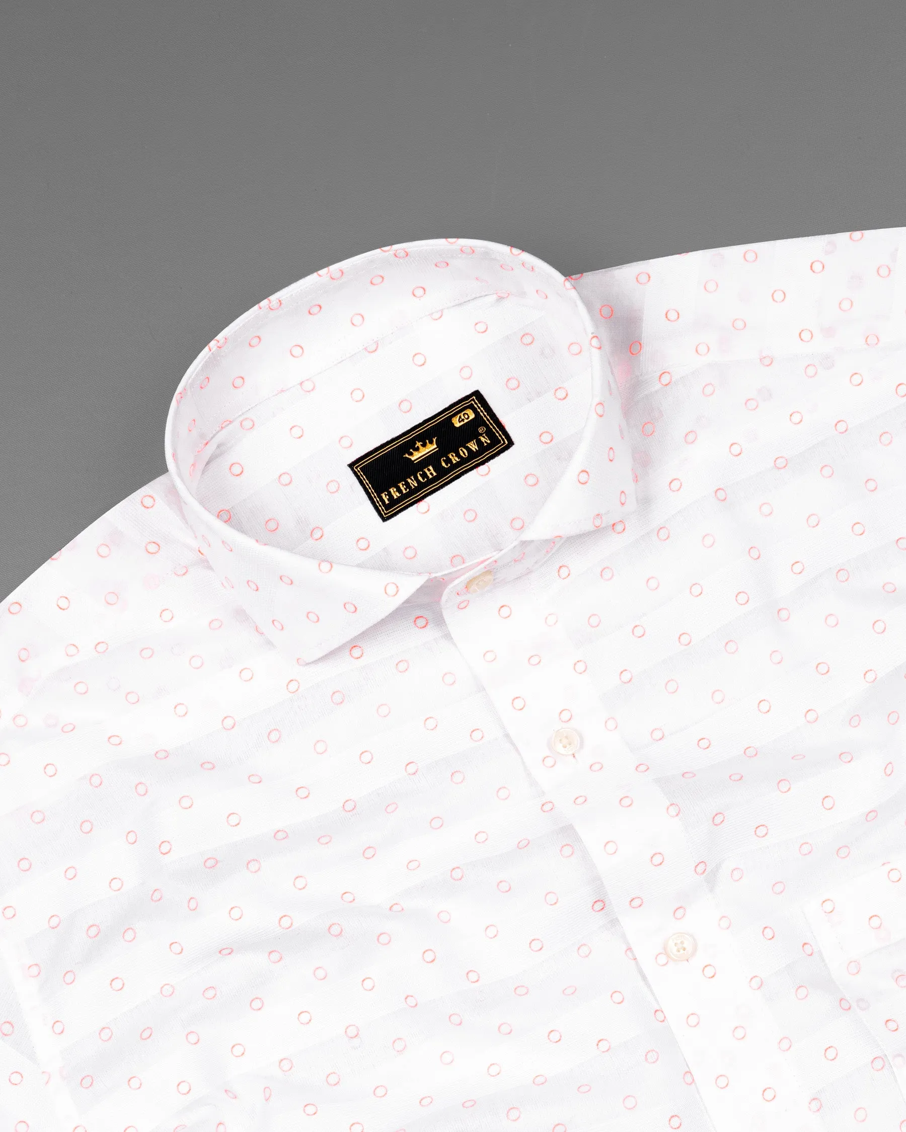 Bright White and Ebb Striped and Circular Dobby Textured Giza Cotton Shirt sold by French Crown product image thumbnail 4