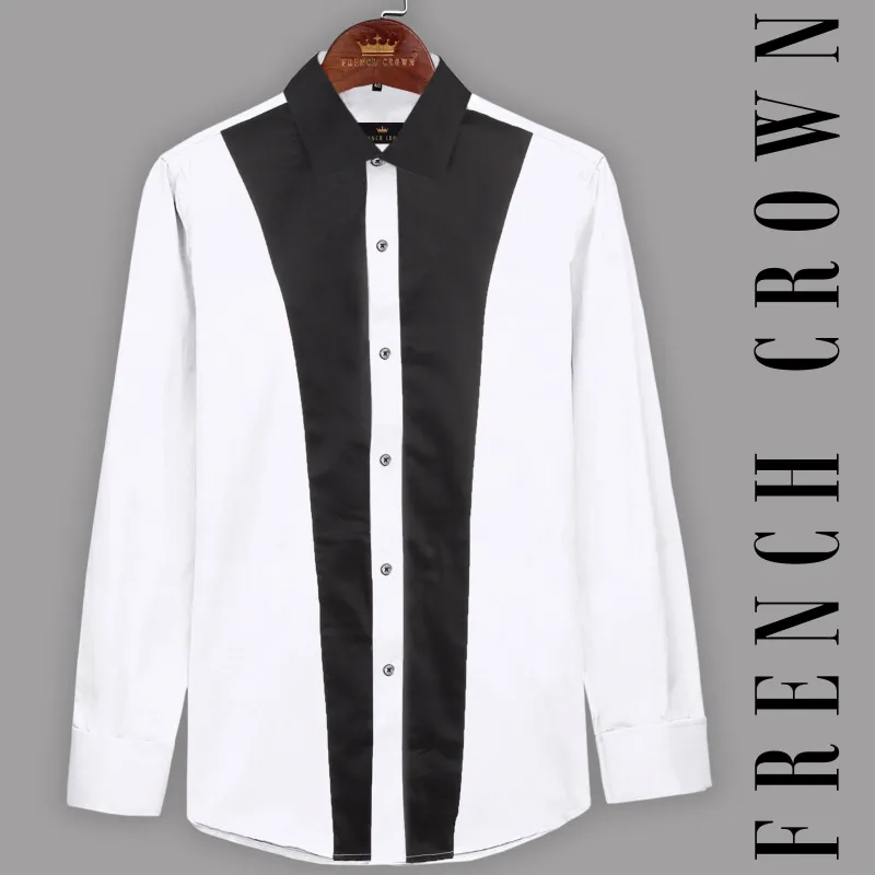 White Subtle Sheen Placket Patterned Super Soft Giza Cotton SHIRT sold by French Crown