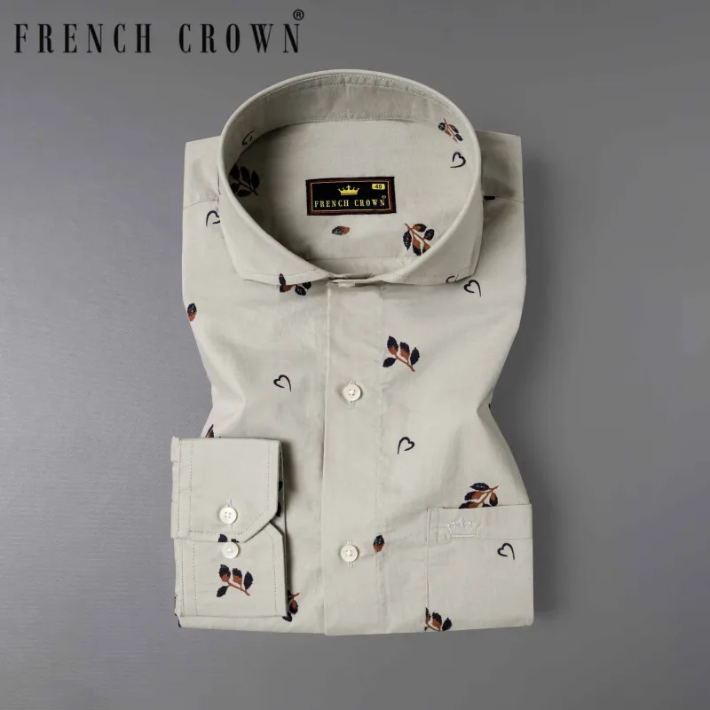 Timberwolf flower Printed Premium Cotton Shirt sold by French Crown
