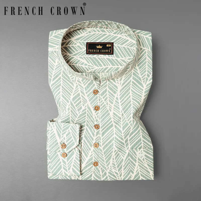 Tiara Gray Printed Seersucker Lightweight Premium Cotton Kurta Shirt sold by French Crown