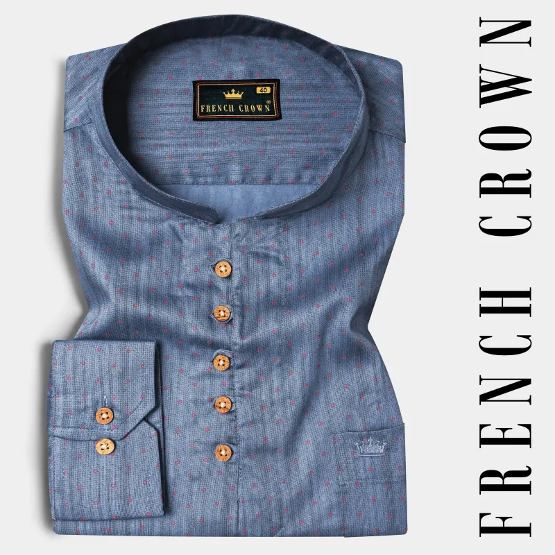Scarpa Flow Grey with red Circles Printed Super Soft Premium Cotton Kurta Shirt made by French Crown