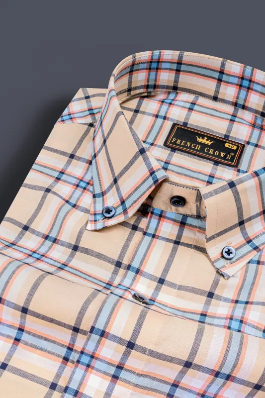 Raffia Brown Plaid Premium Cotton Shirt sold by French Crown